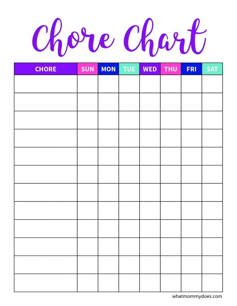 Blank Character Printable Chore Charts