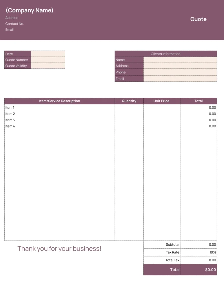 Free Blank Quote Template Empower Your Quoting Efficiency