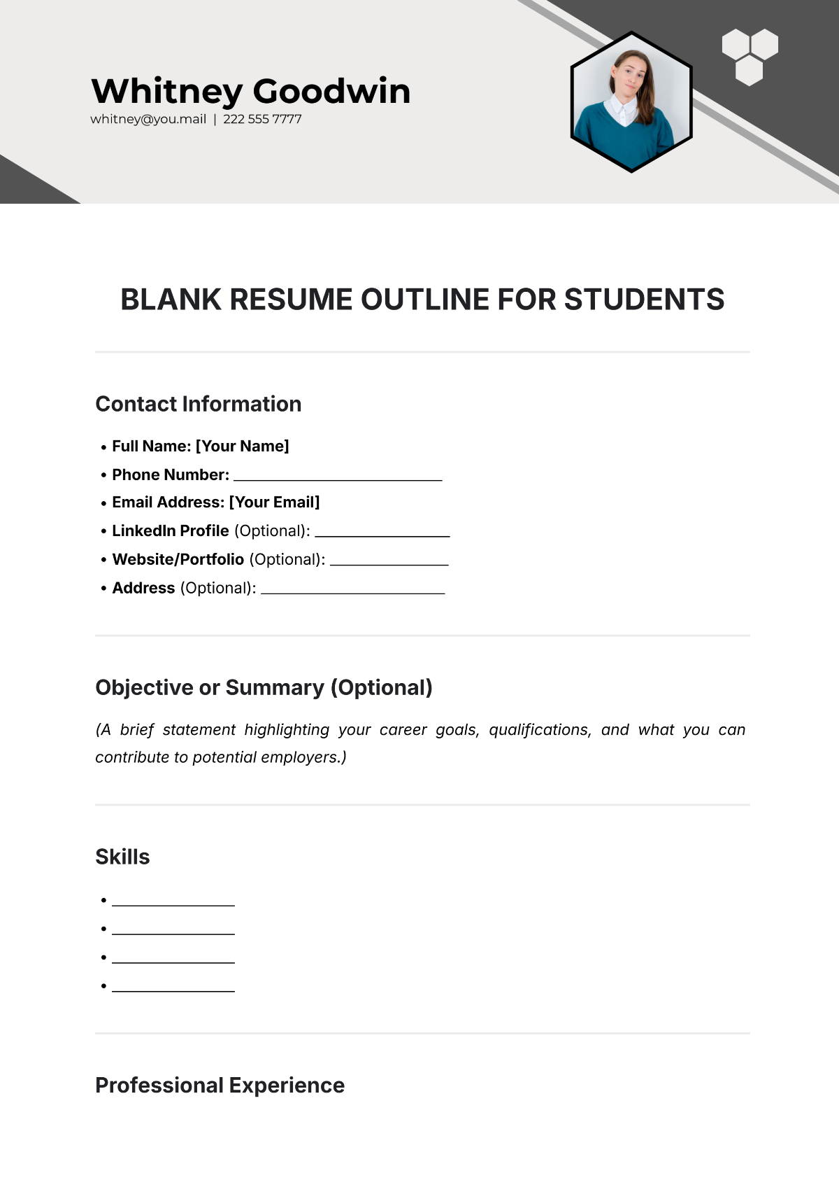 Printable Blank Resume Templates