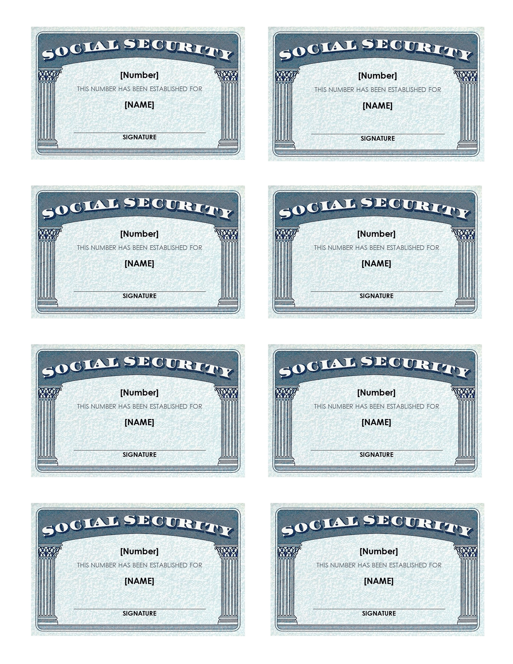 Free Blank Social Security Card Templates Printable 