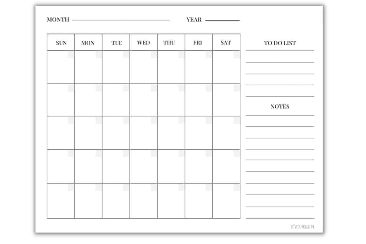 Blank Printable Calendar Months