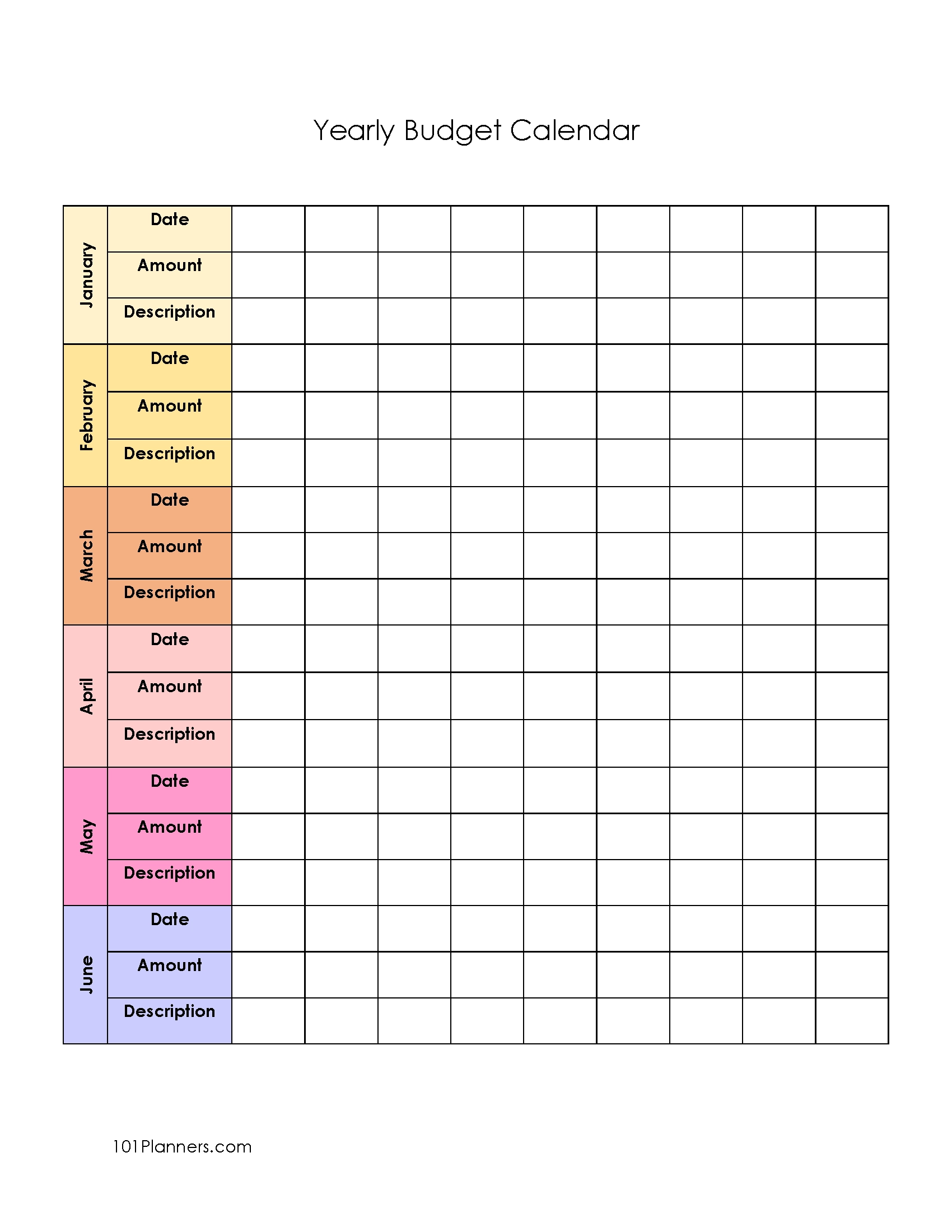 Blank Printable Annual Budget Form