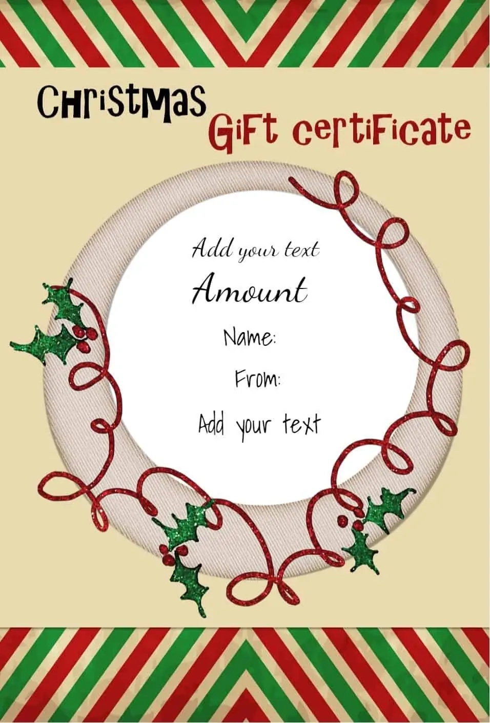 Printable Blank Gift Certificates Christmas