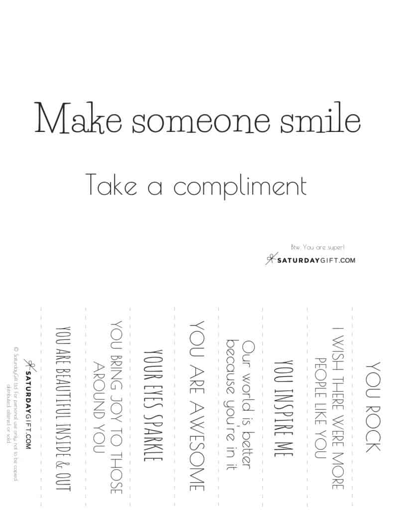 Free Compliments Make Someone Smile Free Printable SaturdayGift
