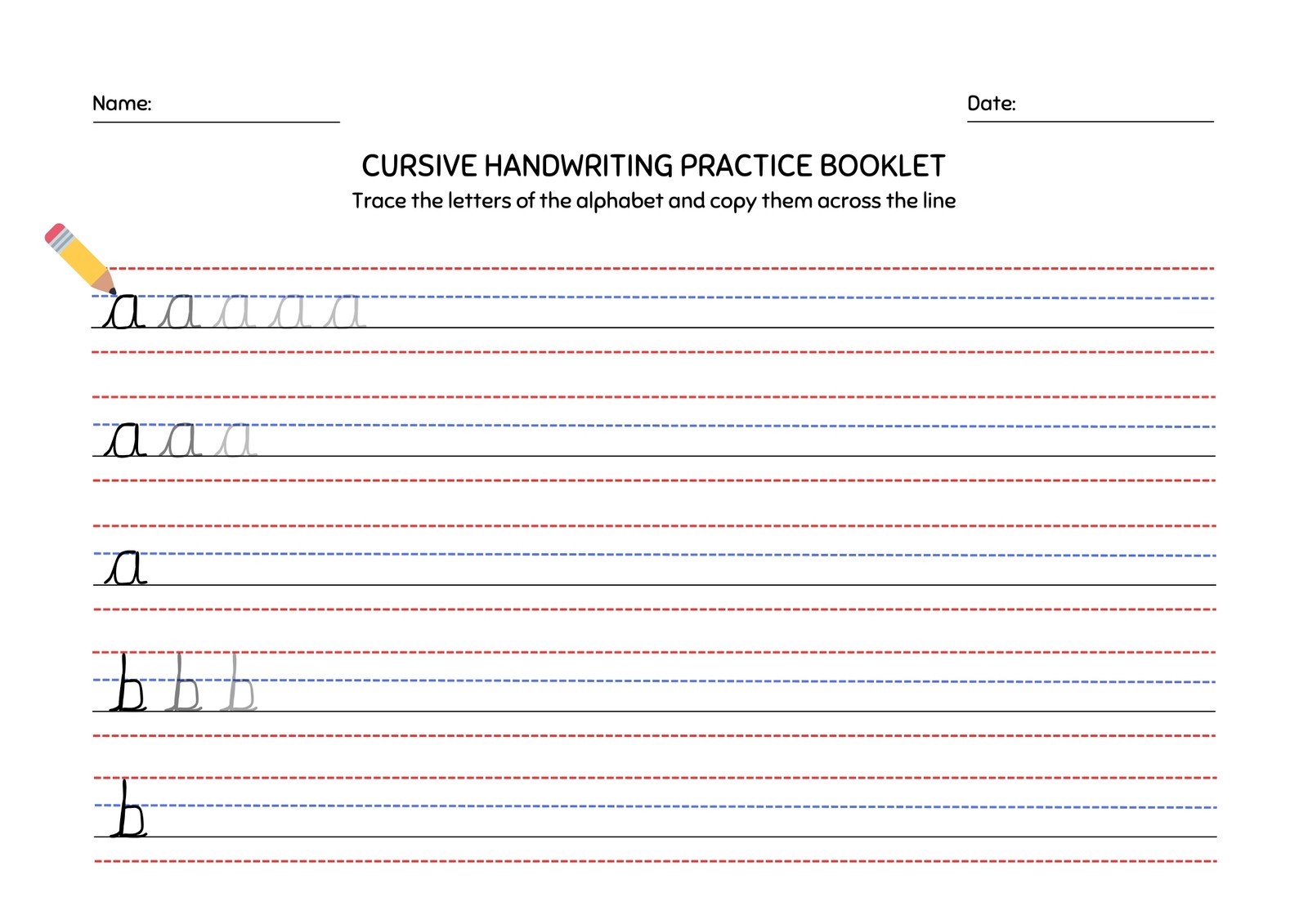 Blank Printable Cursive Handwriting Paper