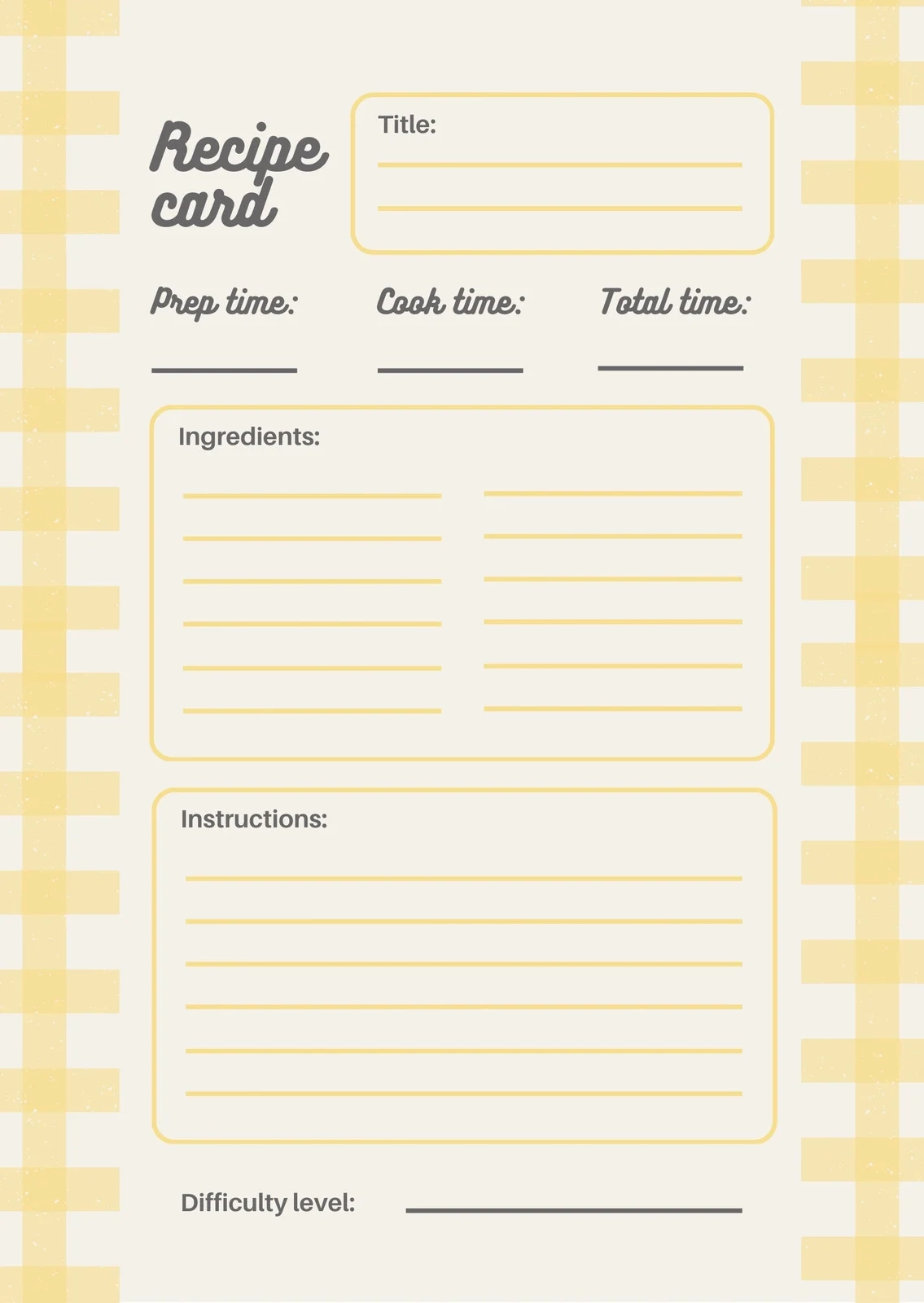 Printable Blank Recipe Card Template