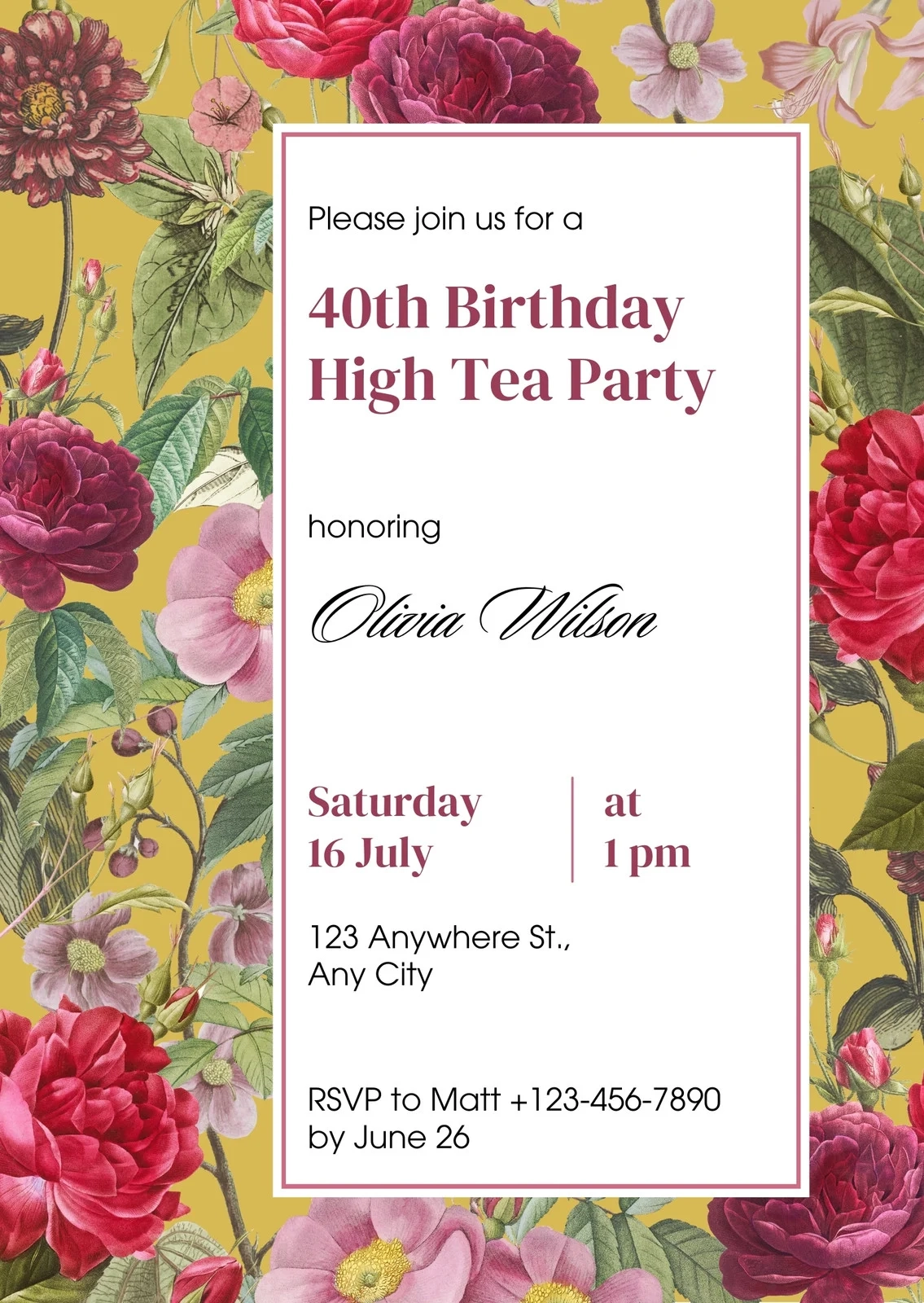 Printable Blank Tea Party Invitations