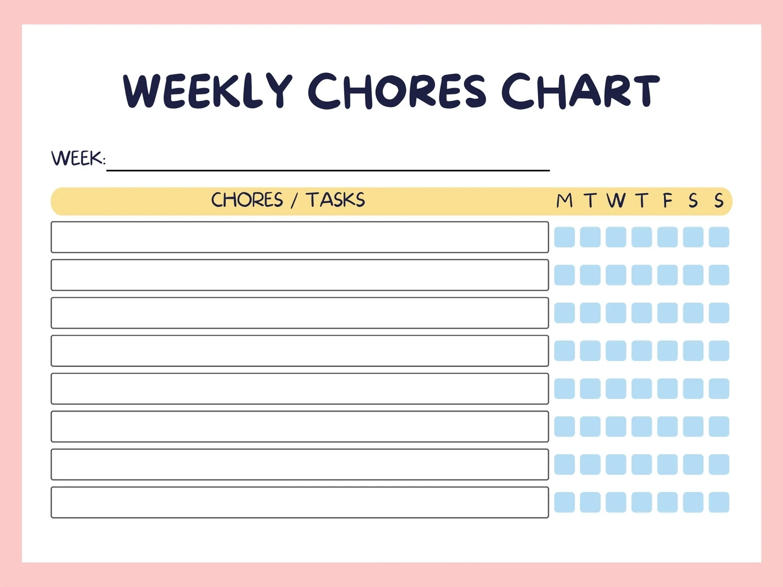 Blank Chore List Printable