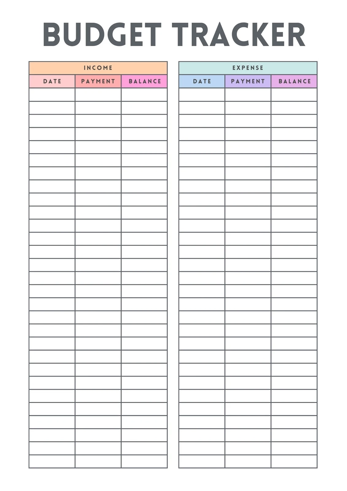Blank Yearly Budget Printable