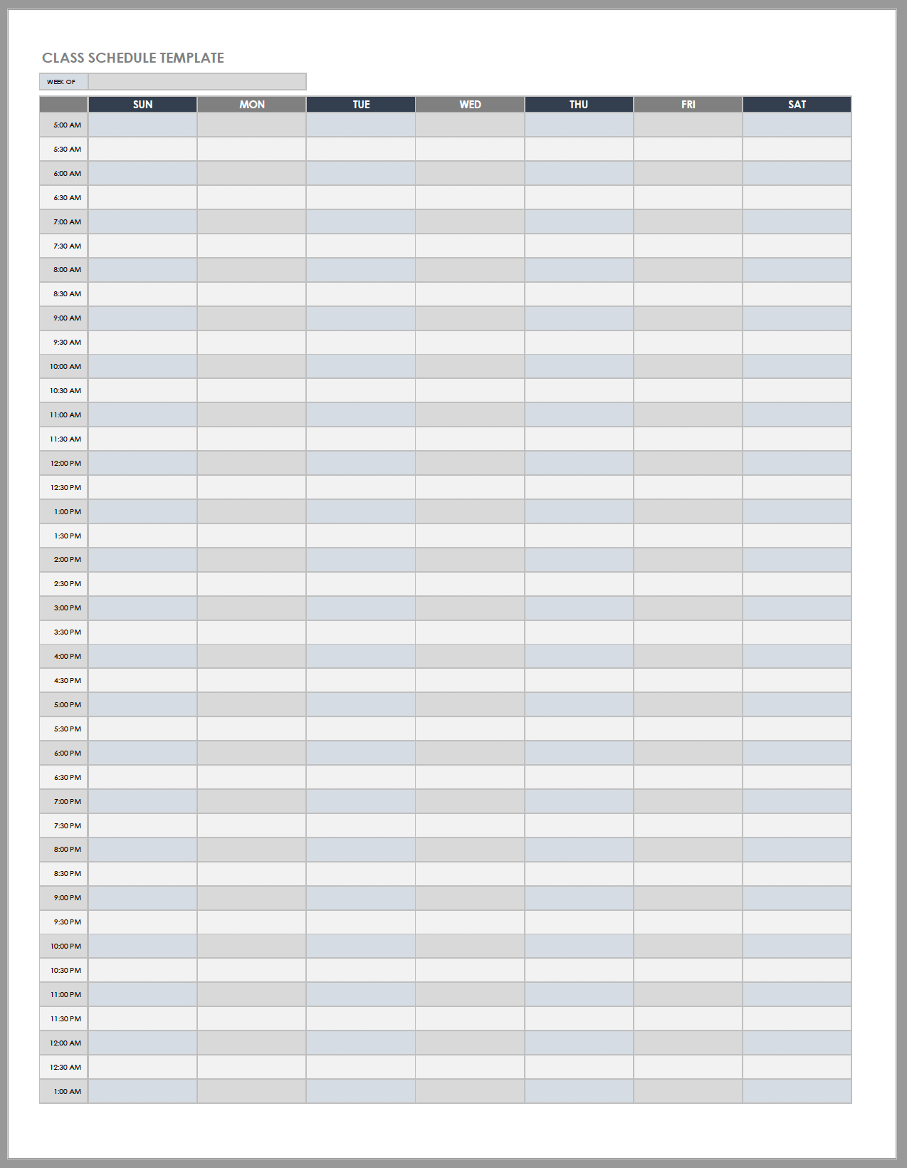 Printable Blank Schedule Form