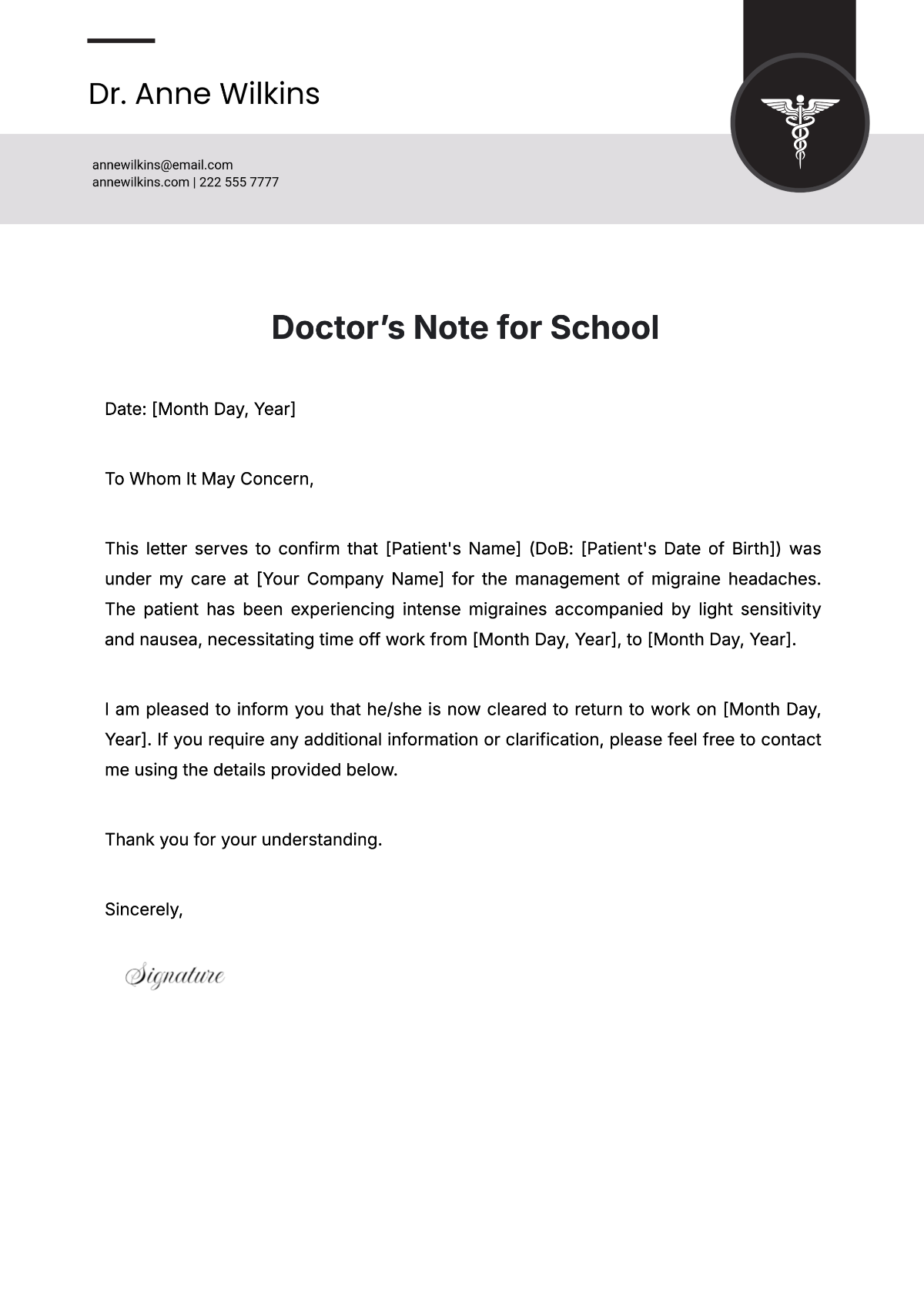 Printable Blank Doctors Note