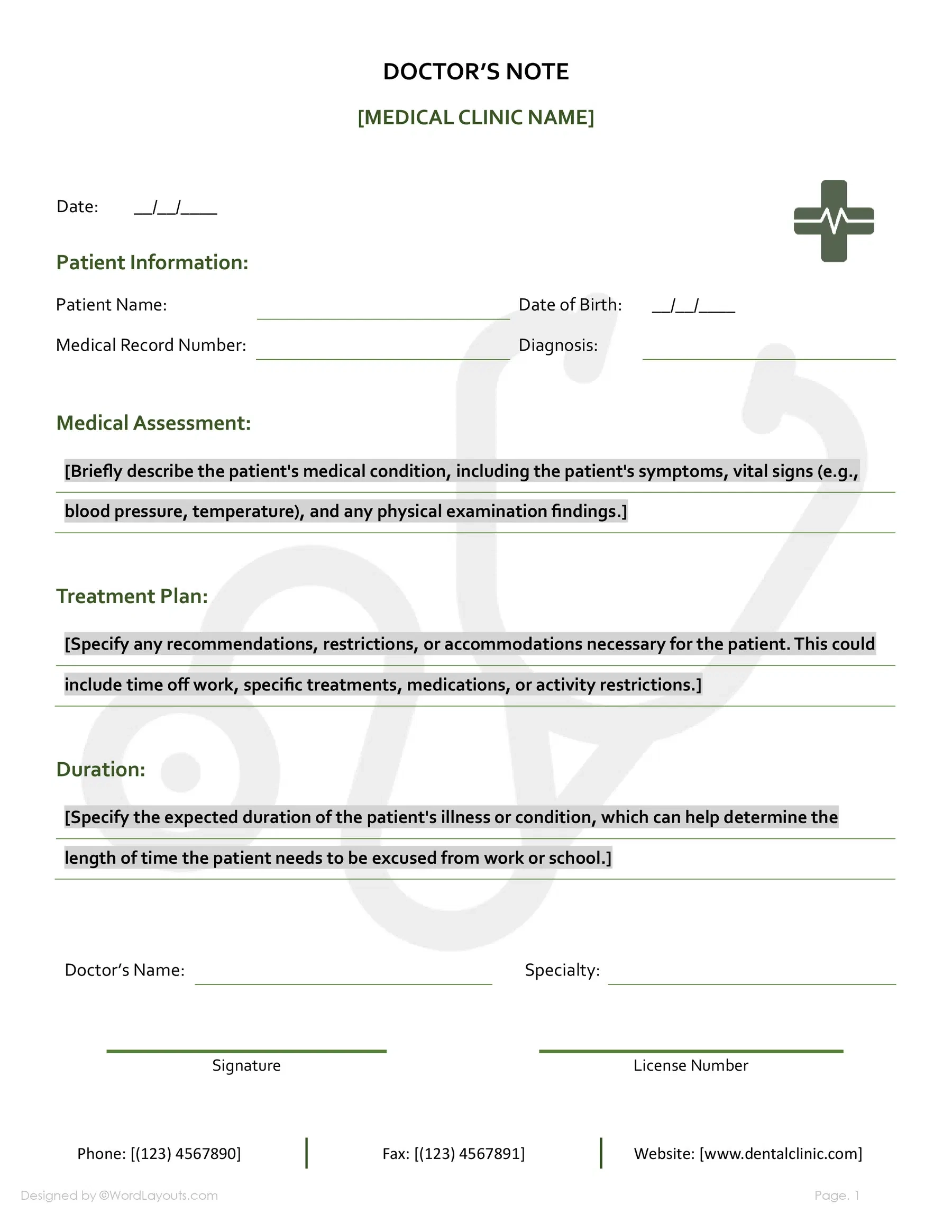 Printable Blank Dr Note