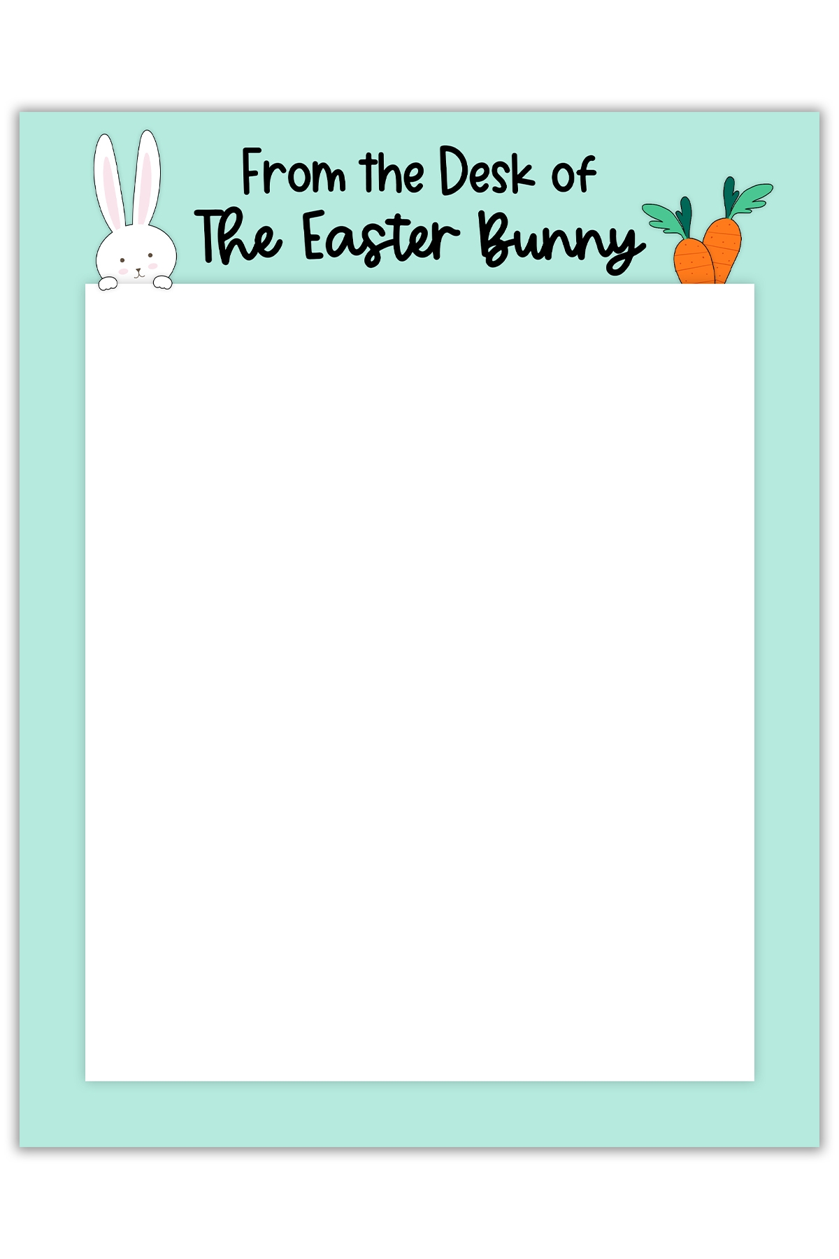 Free Easter Bunny Note Printable Editable Letter Templates