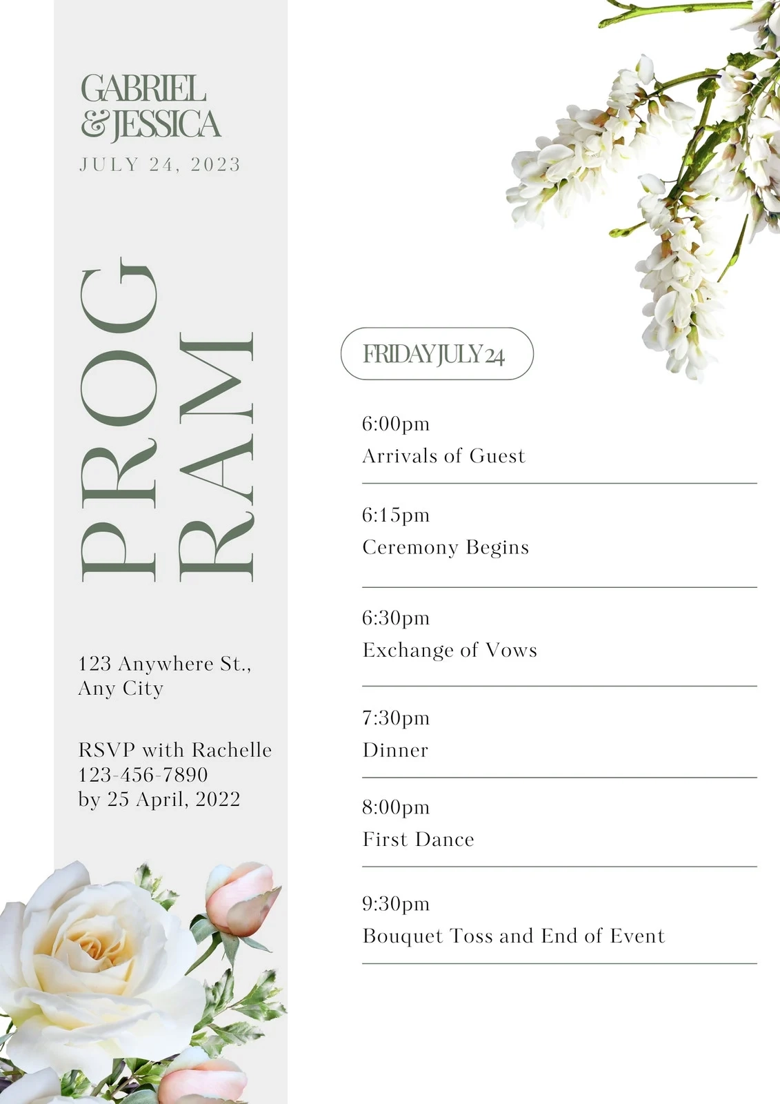 Printable Blank Wedding Program Template