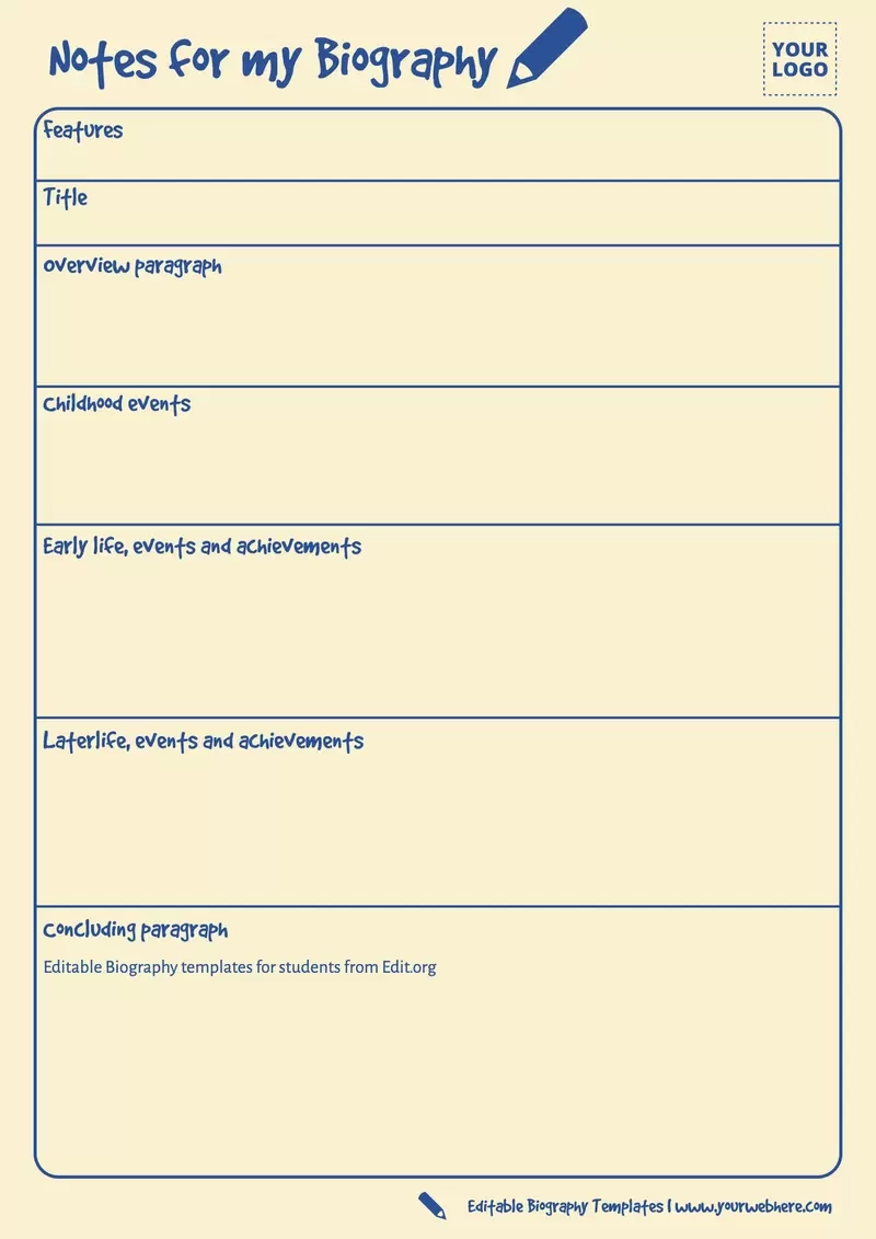 Blank Scientist Biography Page Printable