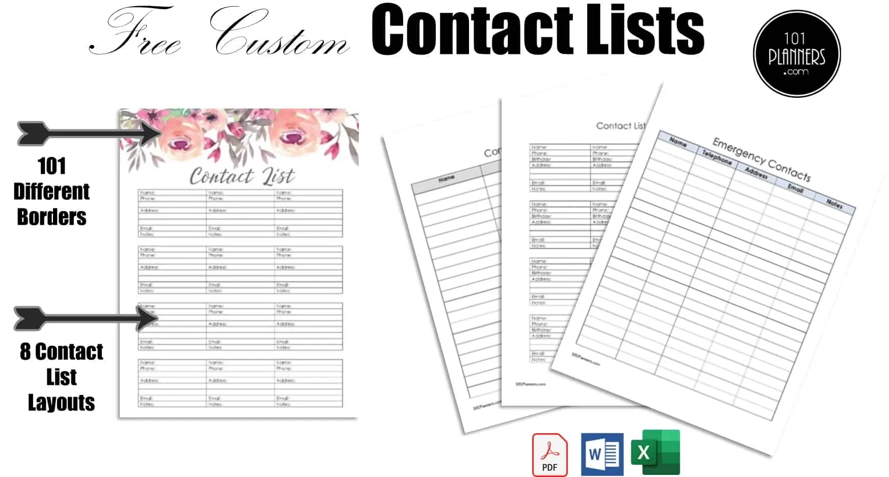 FREE Editable Contact List Template PDF Word Image Excel