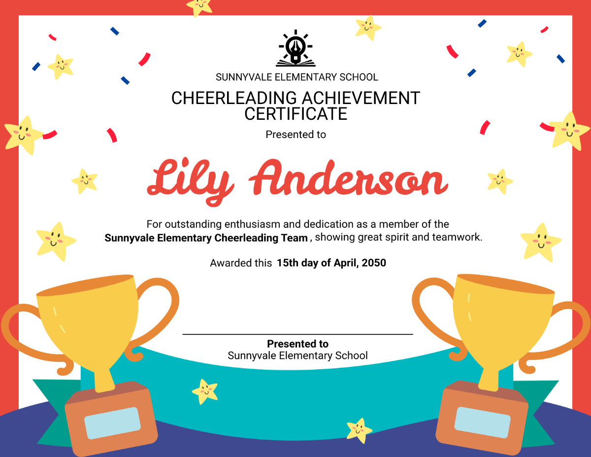 Blank Cheerleading Certificate Printable