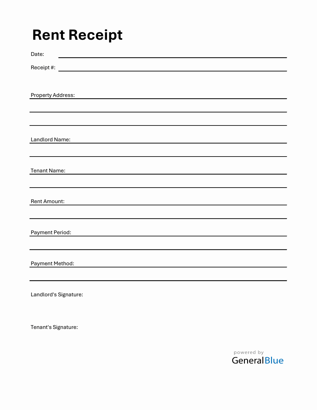 Printable Blank Rent Receipt