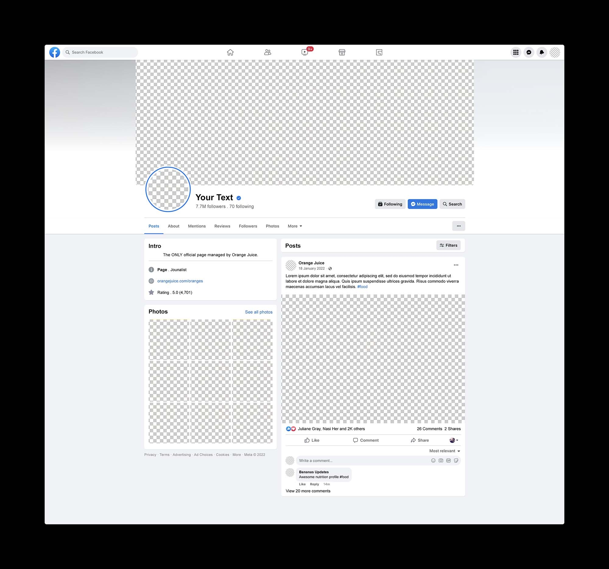 Free Facebook Page Mockup 2022 PSD 