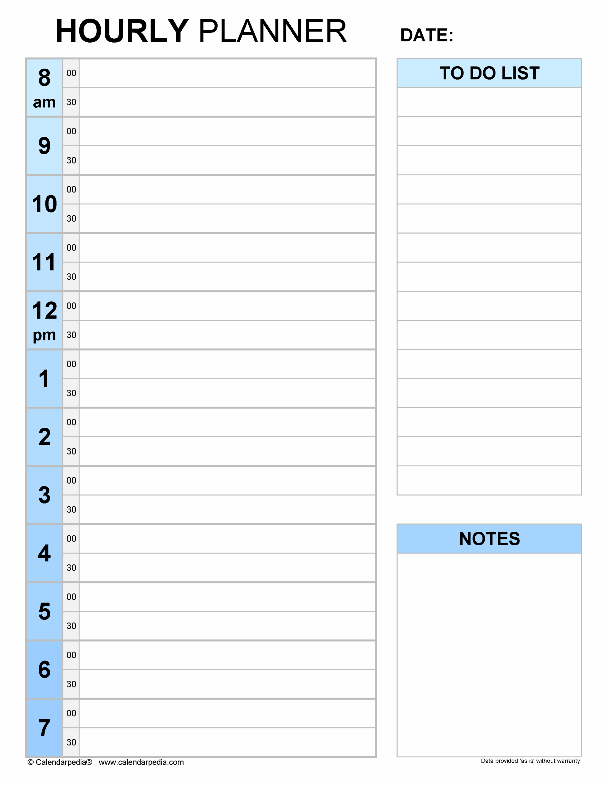 Blank Hourly Schedule Printable
