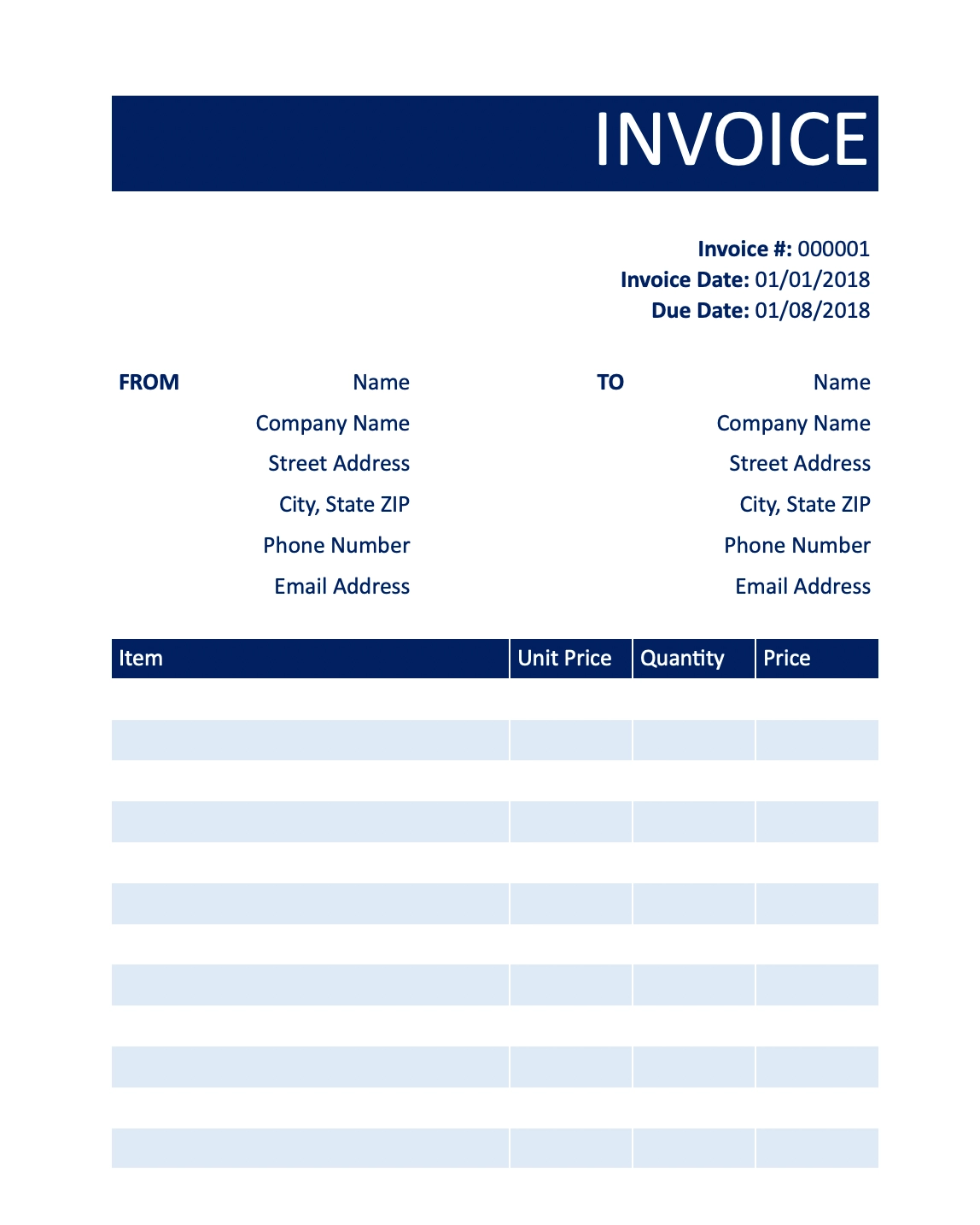 Free Blank Contractor Invoice Printable