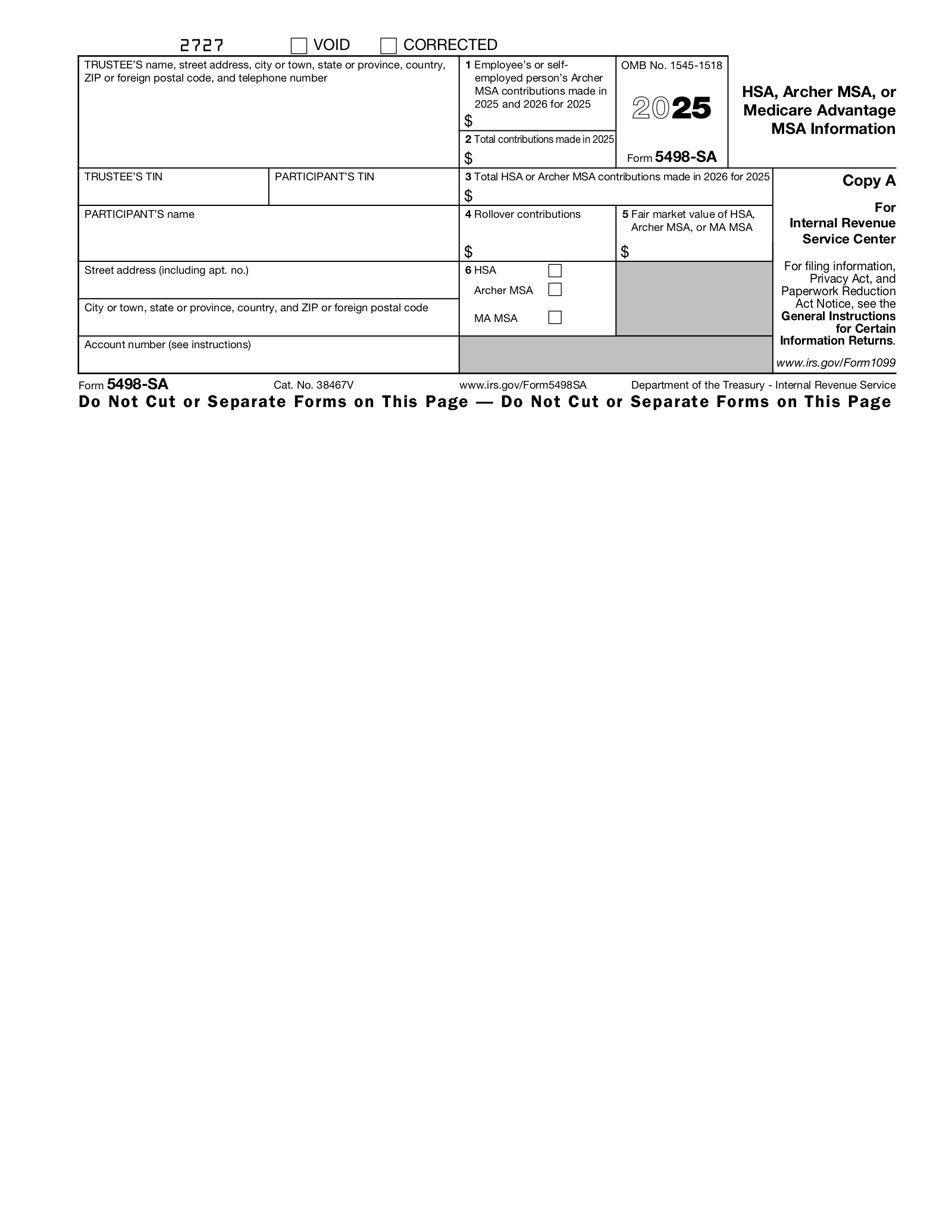 Free IRS 1099 SA Form PDF EForms