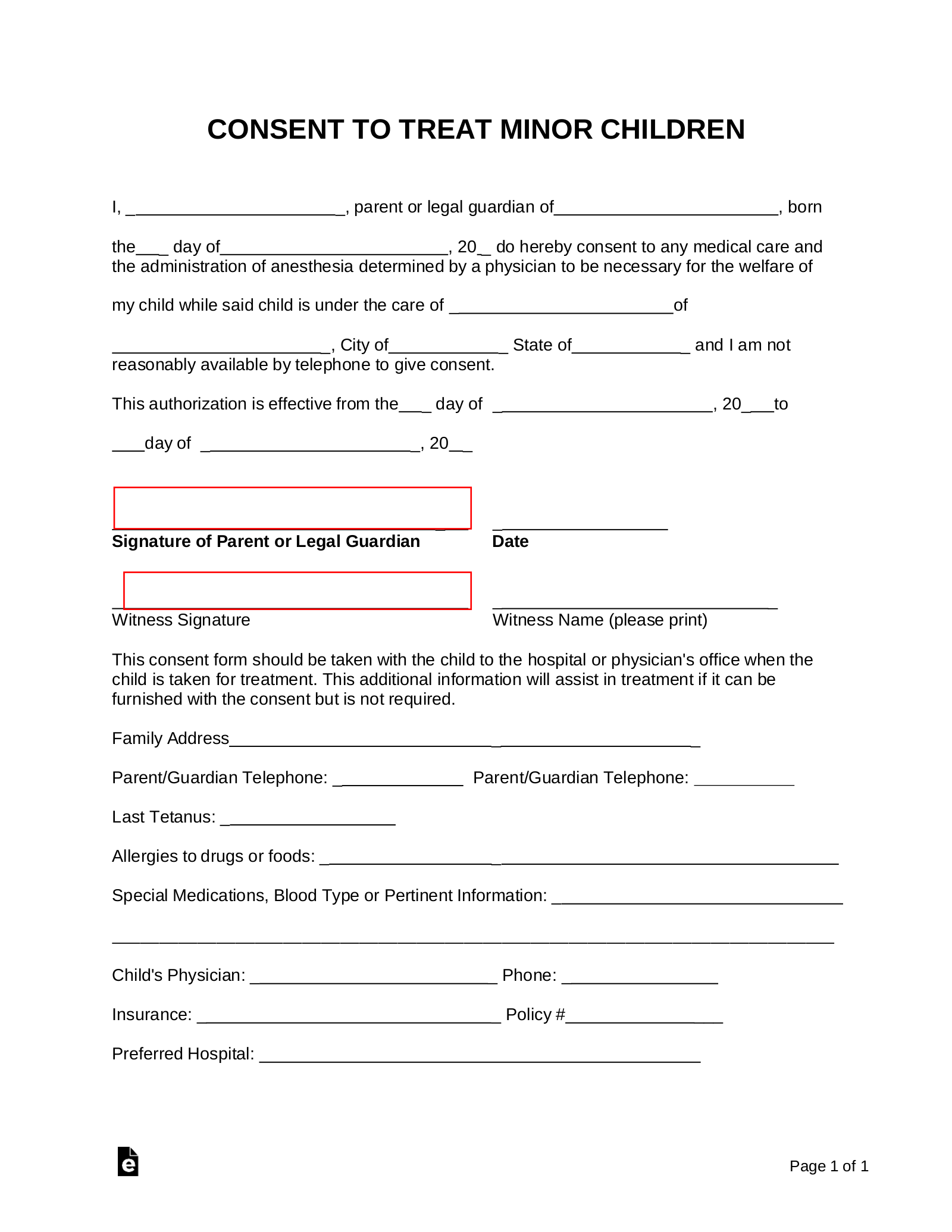 Blank Printable Medical Release Form