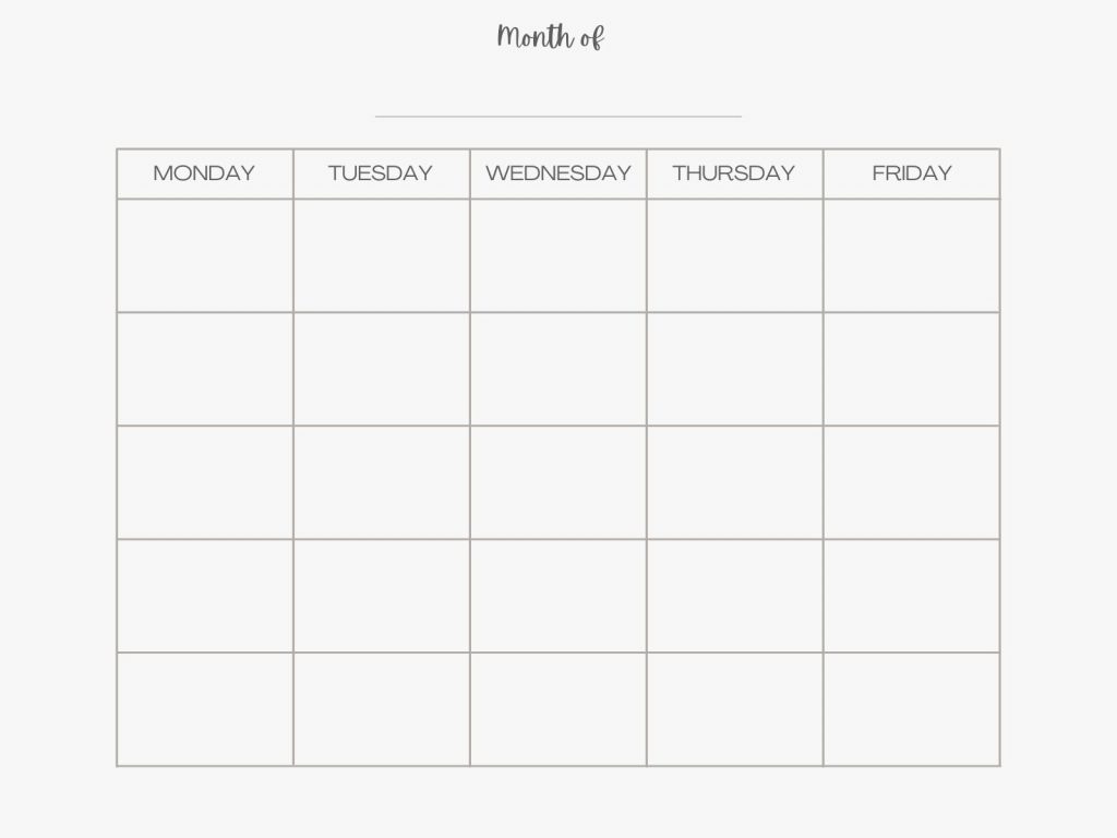 Printable Blank Monday-Friday Schedule