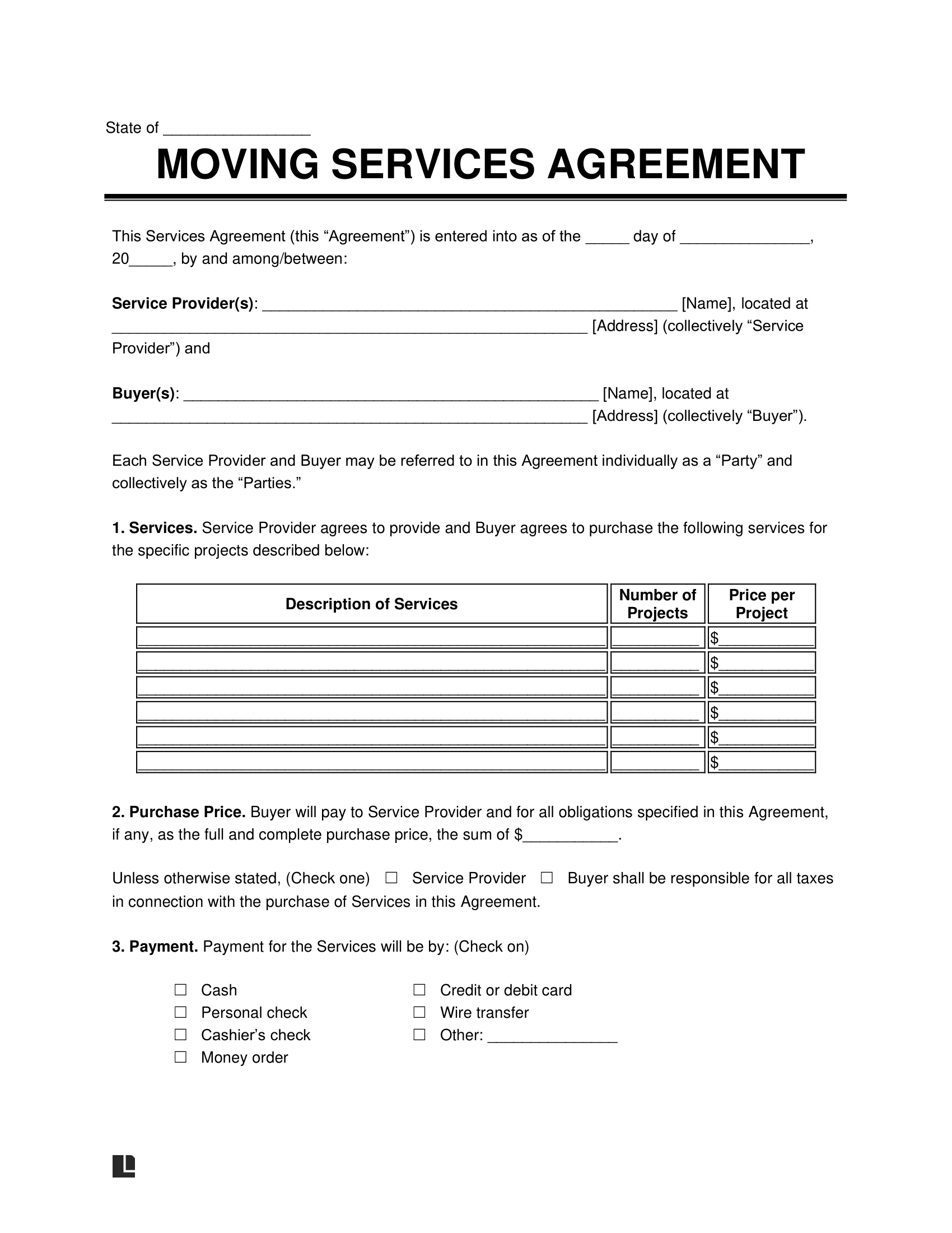 Free Moving Contract Template PDF amp Word