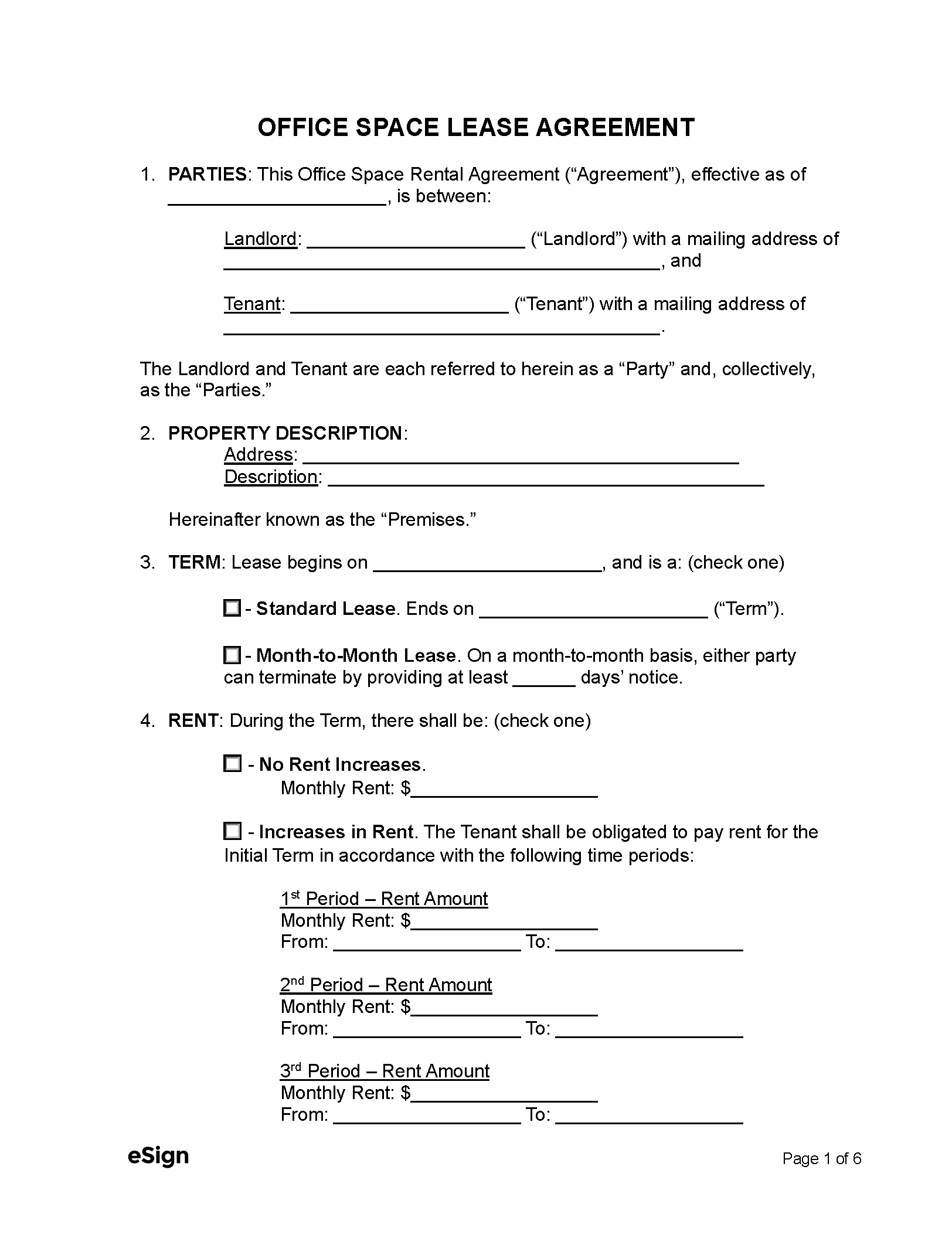 Printable Blank Lease Agreement
