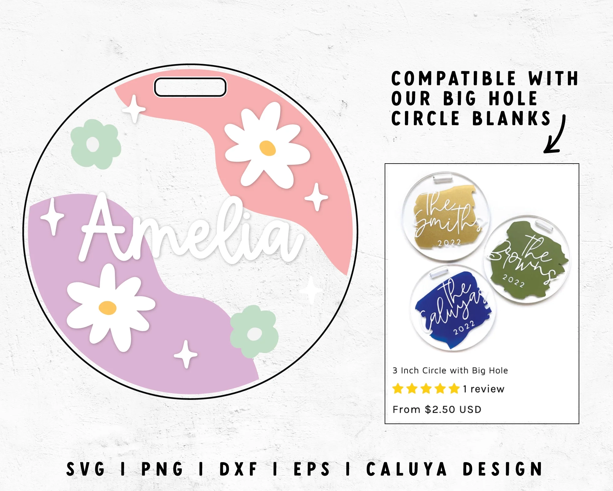 FREE Pastel Retro Name Tag SVG Circle Blank Template Caluya Design