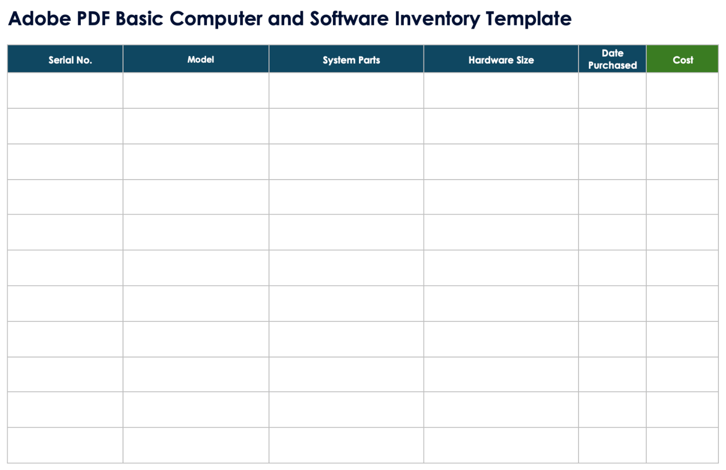Blank Printable Inventory Sheet