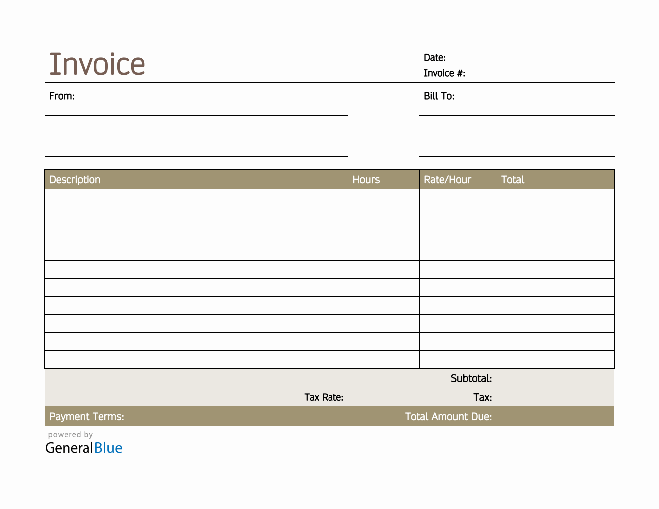Blank And Printable Payment Invoice