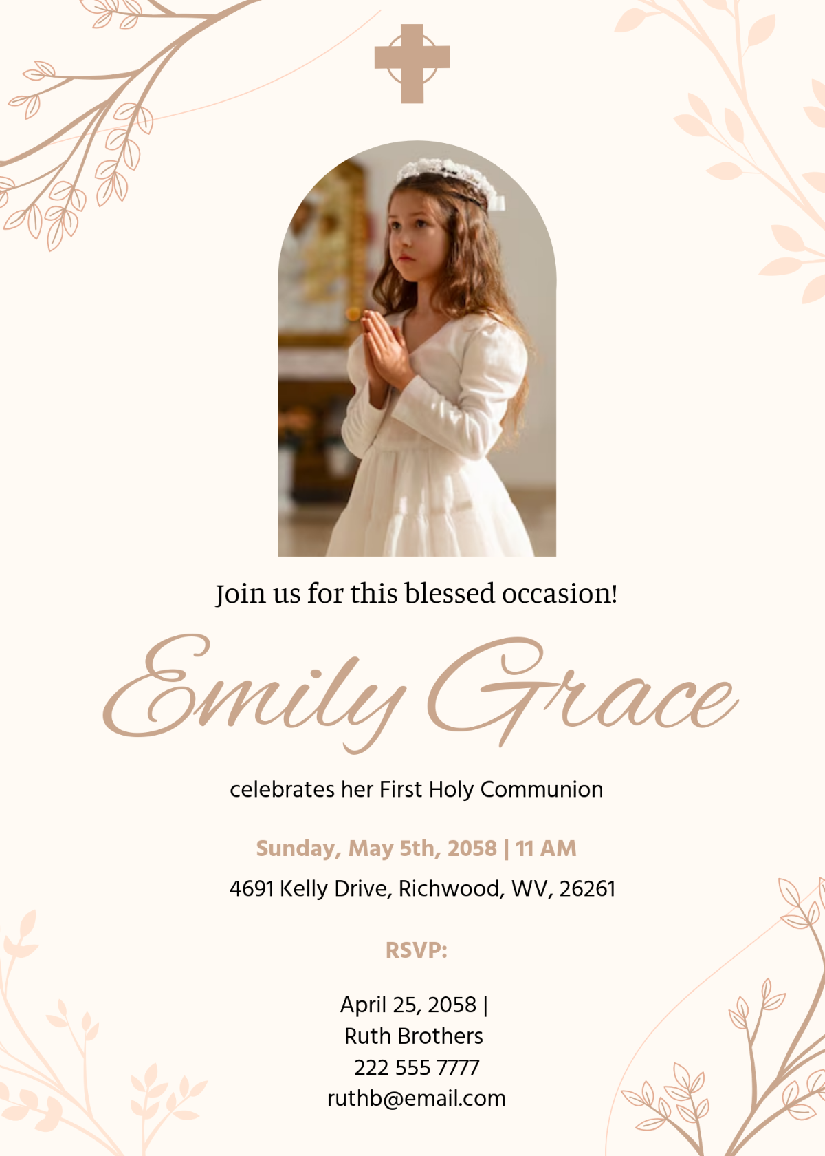 Free Photo First Communion Invitation Template To Edit Online