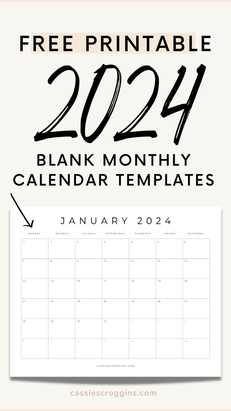 Blank Calendar Printable Pinterest