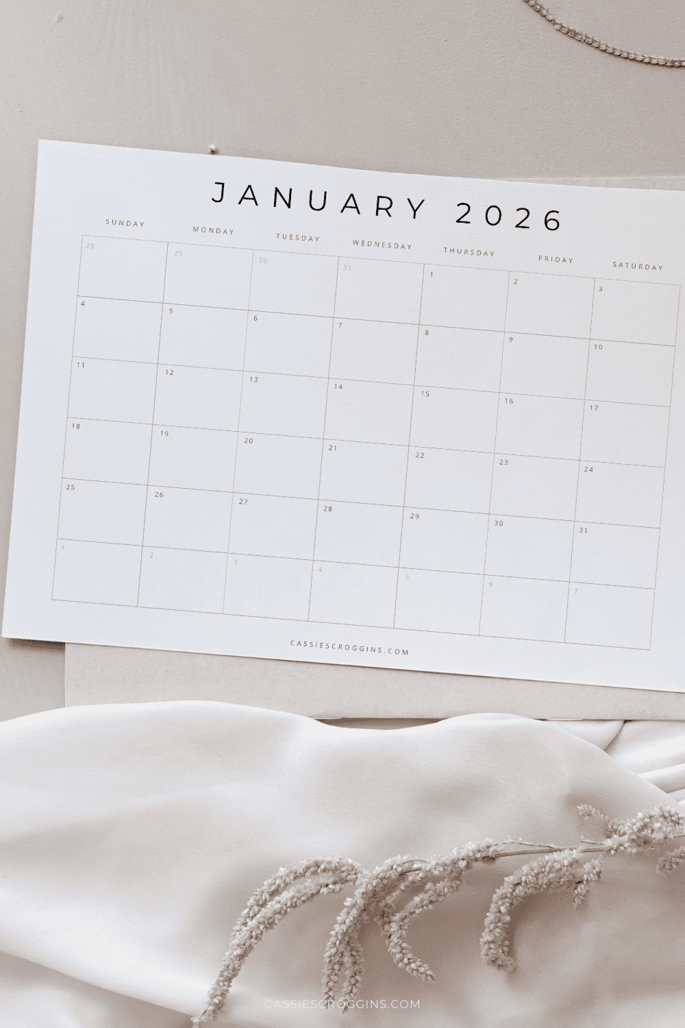 Calendar Blank Printable 2026