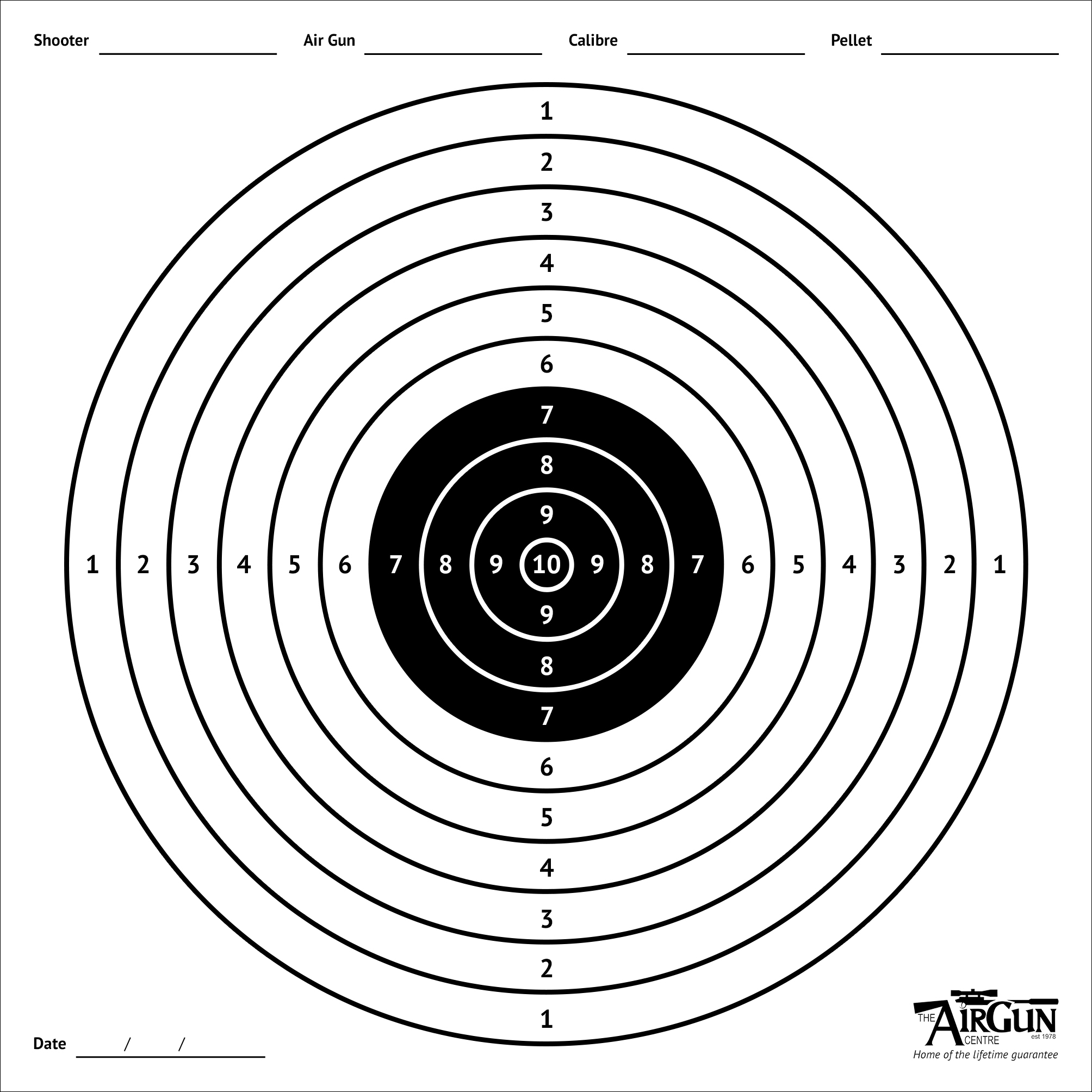 Free Printable Air Rifle Targets A4 17cm amp 14cm The Airgun Centre