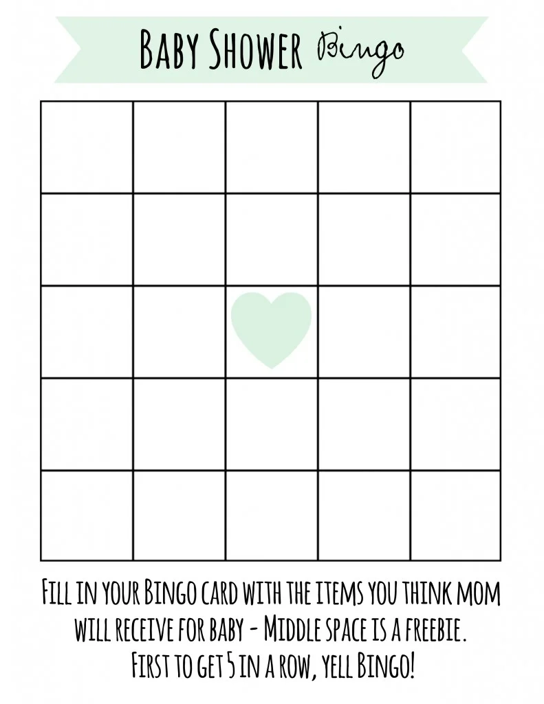 Free Printable Baby Shower Bingo