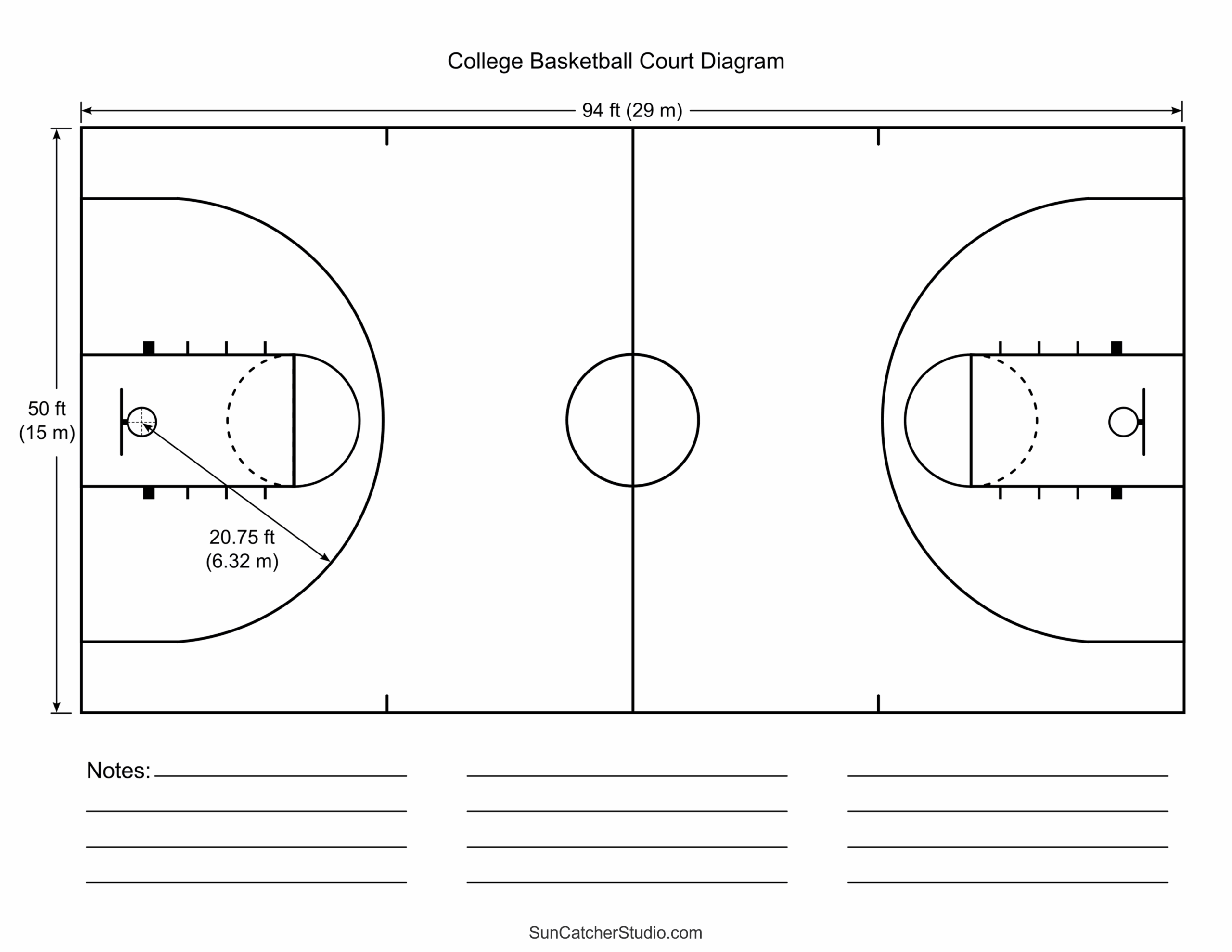 Free Printable Basketball Court Diagrams amp Layout Free 