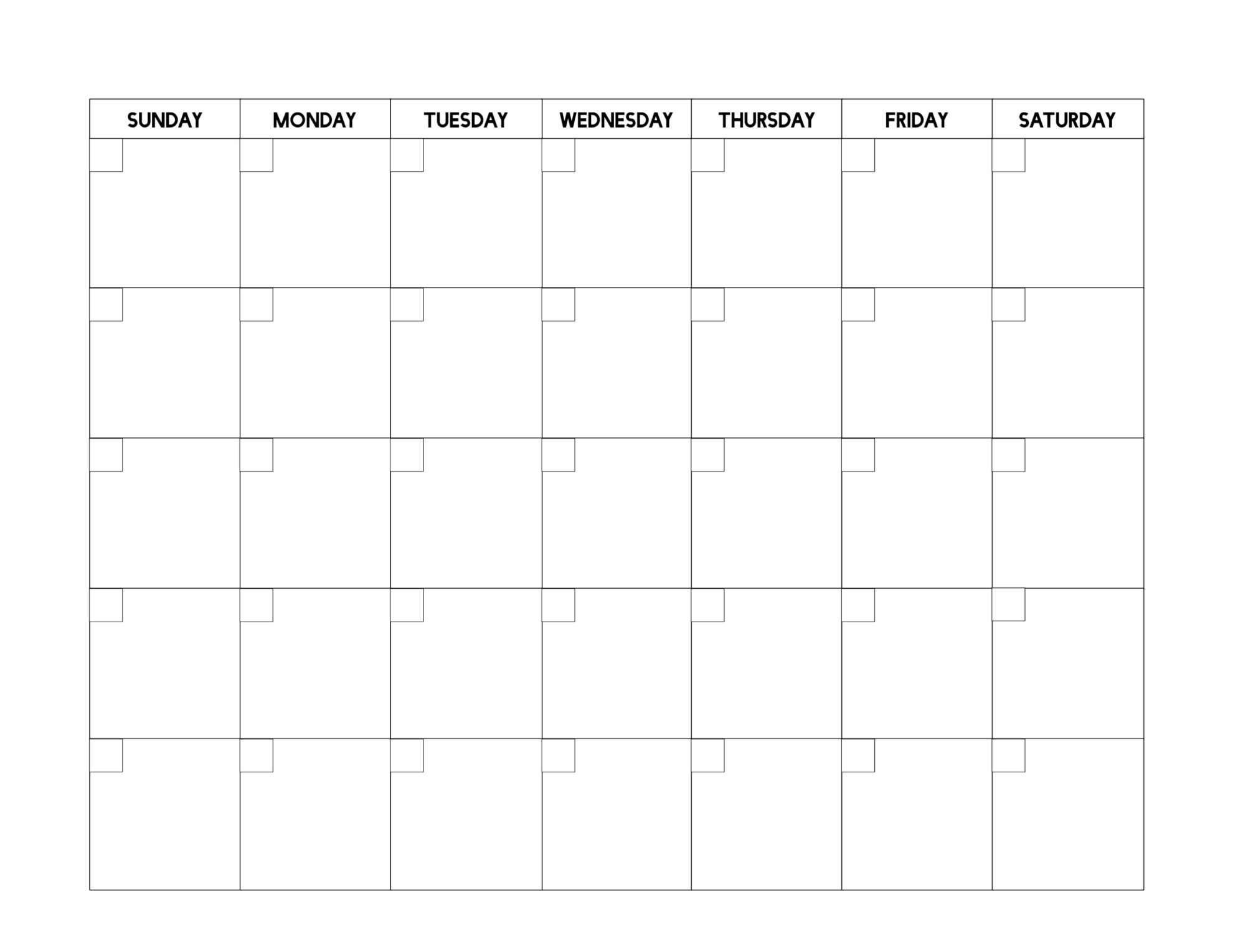 Printable Blank Calender Pages