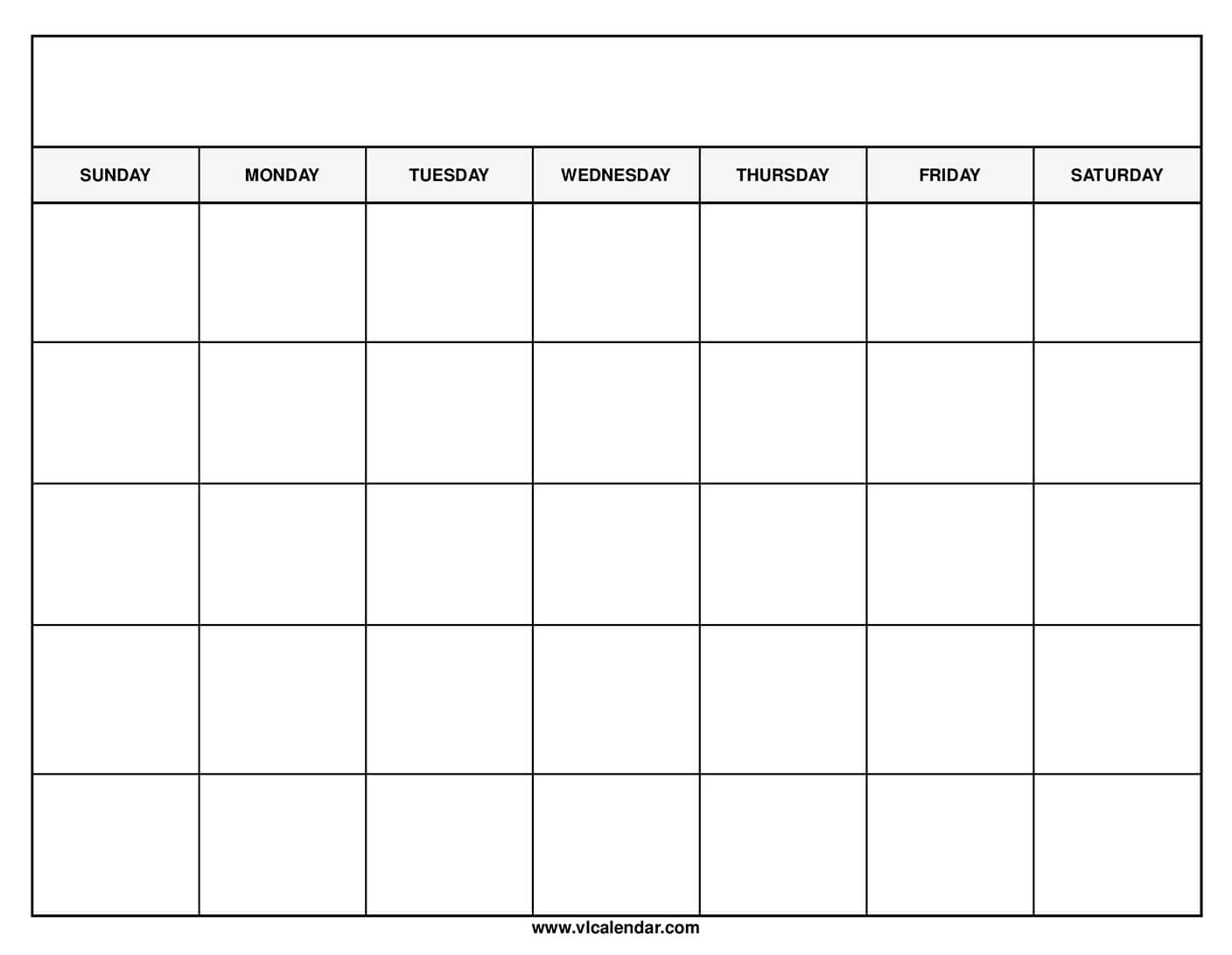 Blank Calendar Free Printable Monday