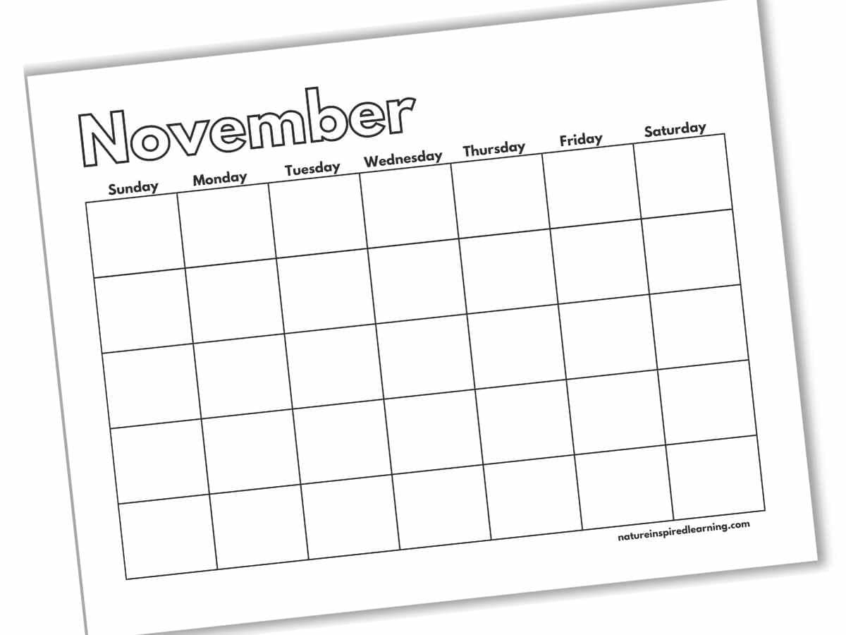 Blank Printable Calendar Kids