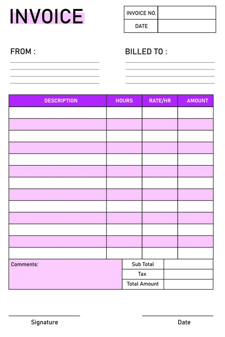 Sample Blank Printable Invoice Pdf