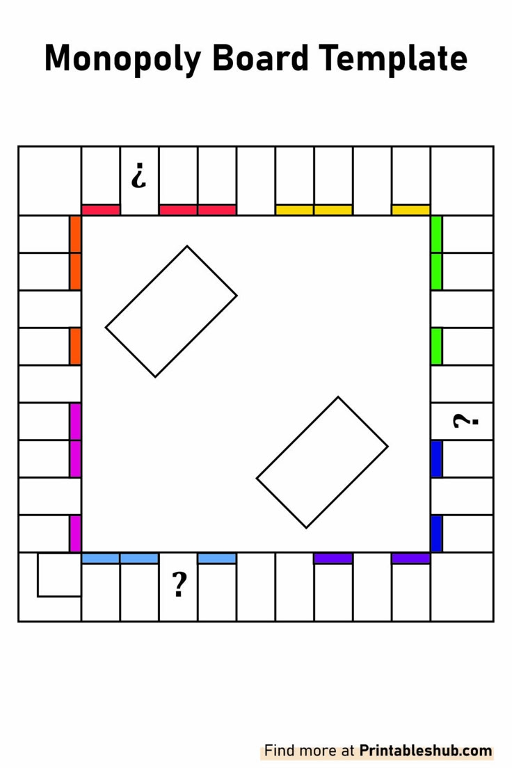 Free Printable Blank Monopoly Board amp Cards Templates PDF