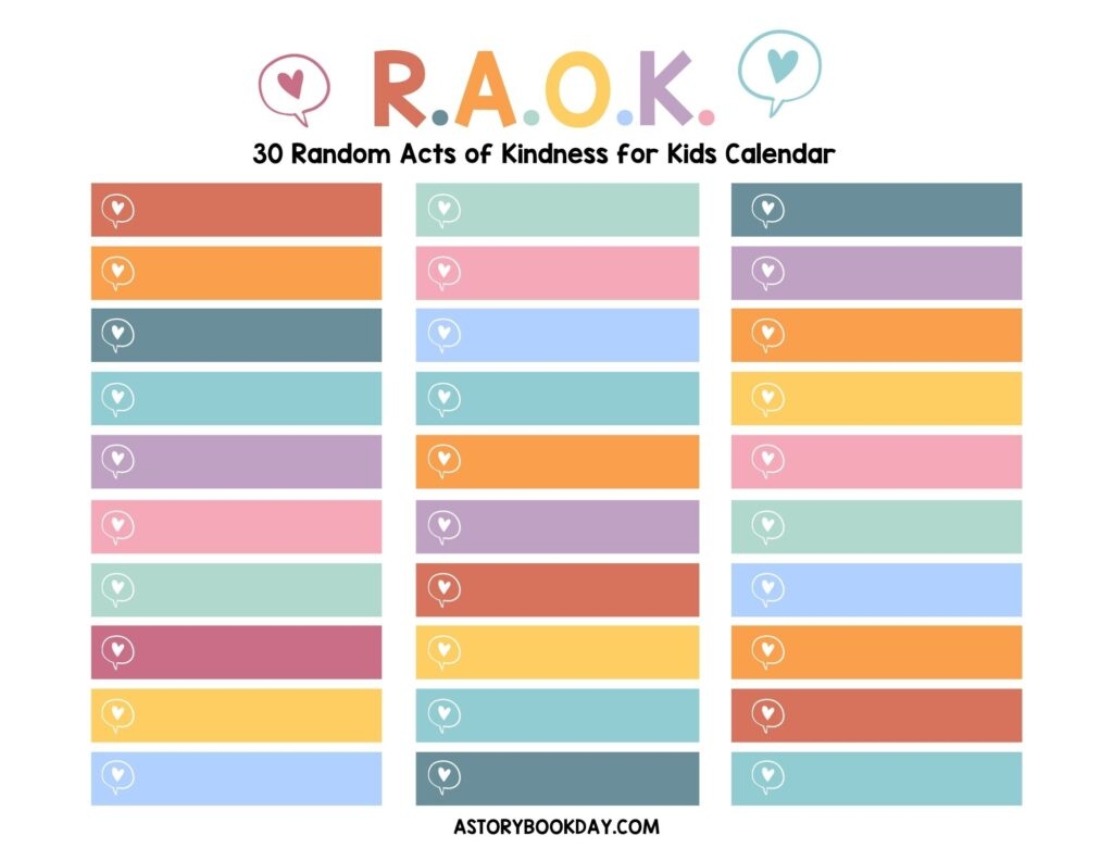 Free Printable Blank Random Acts Of Kindness Calendar 30 Ideas