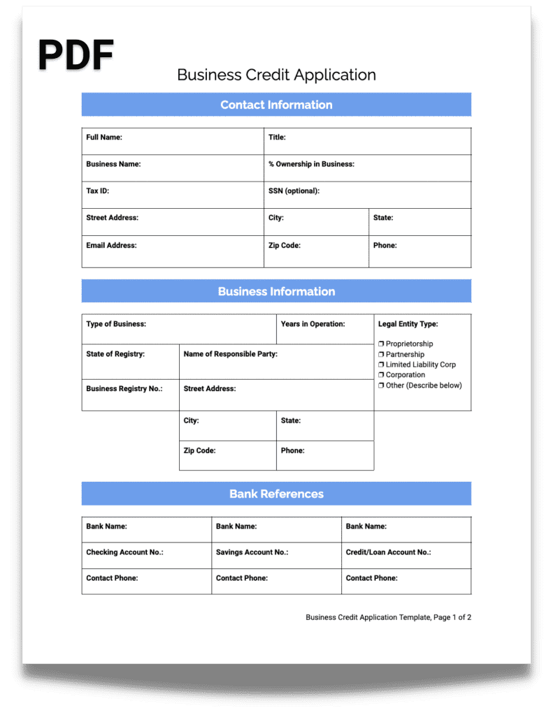 Free Printable Business Credit Application Template Plus How To 