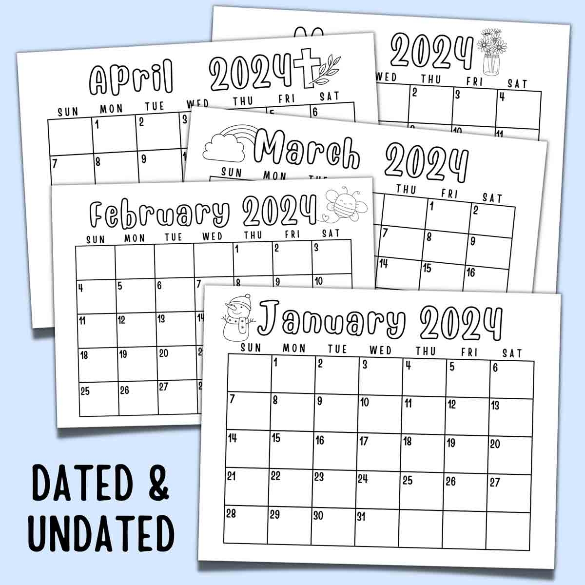 Blank Printable Calendar For Kids