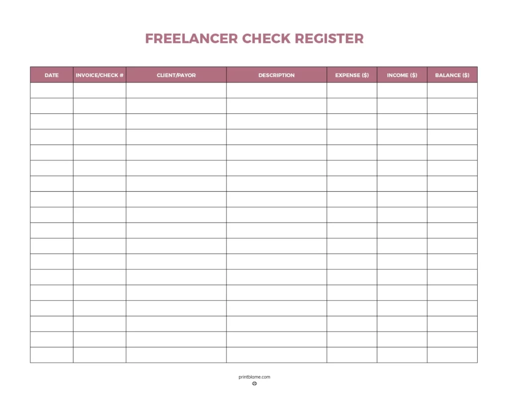 Free Printable Check Registers 28 Checkbook Ledger PDFs