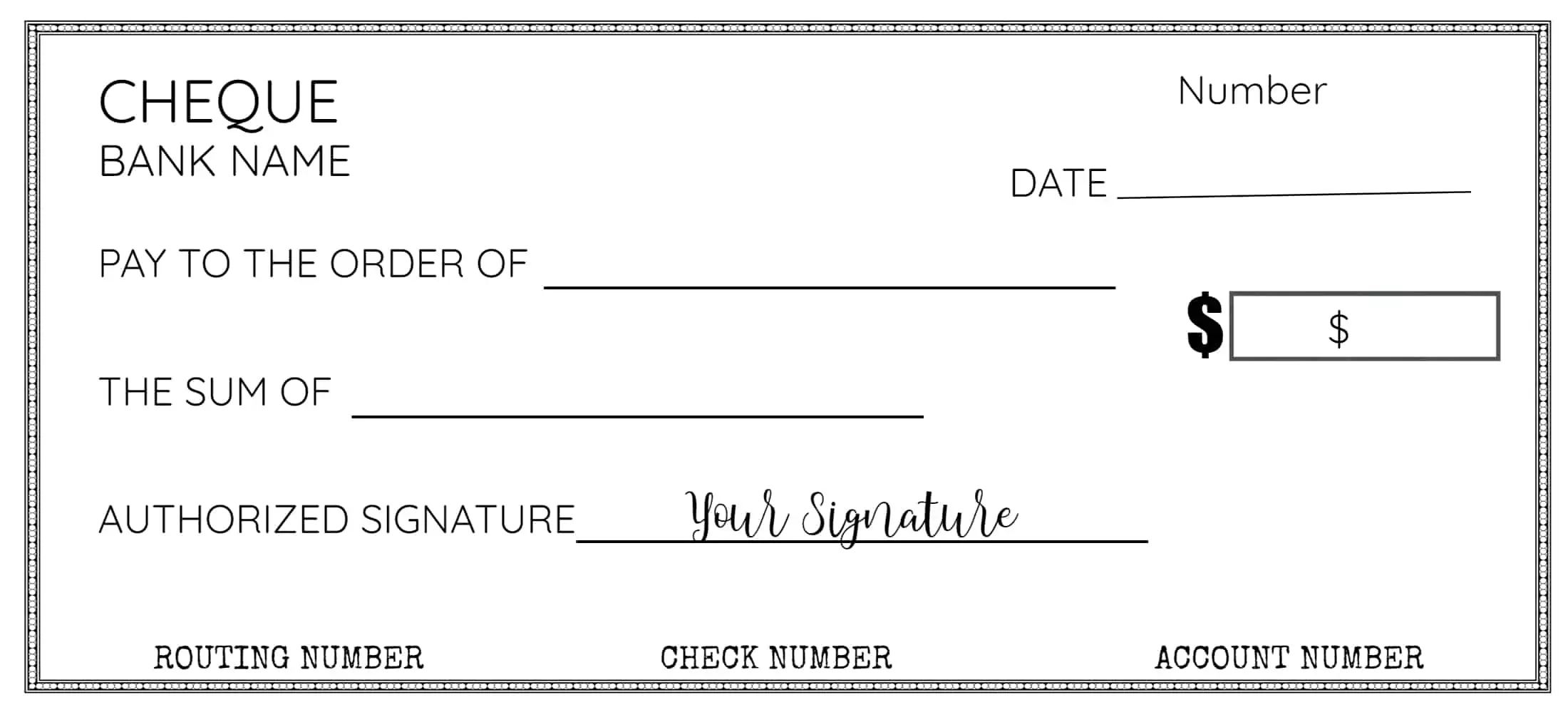 FREE Printable Check Template Customize Online