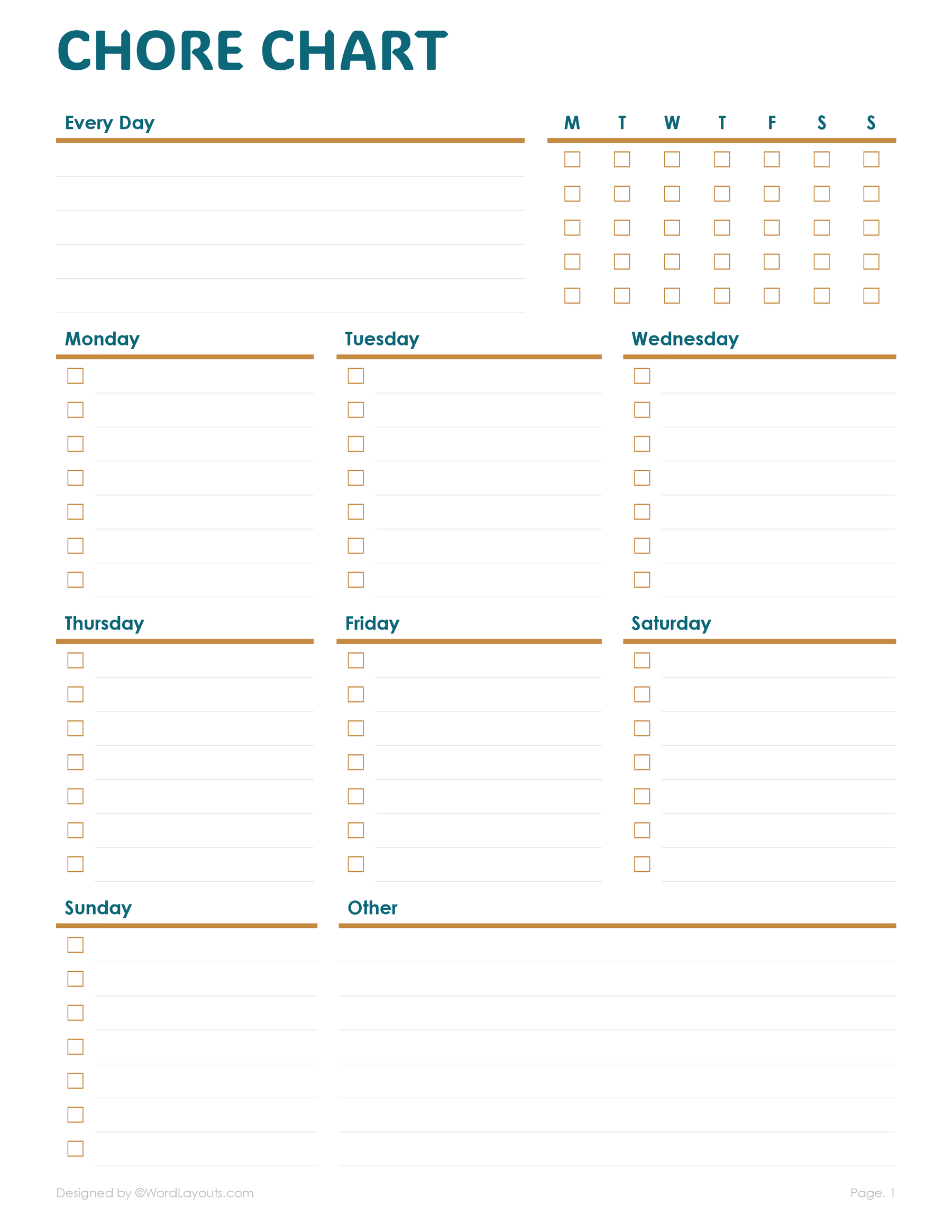 Printable Blank Chore Chart Template